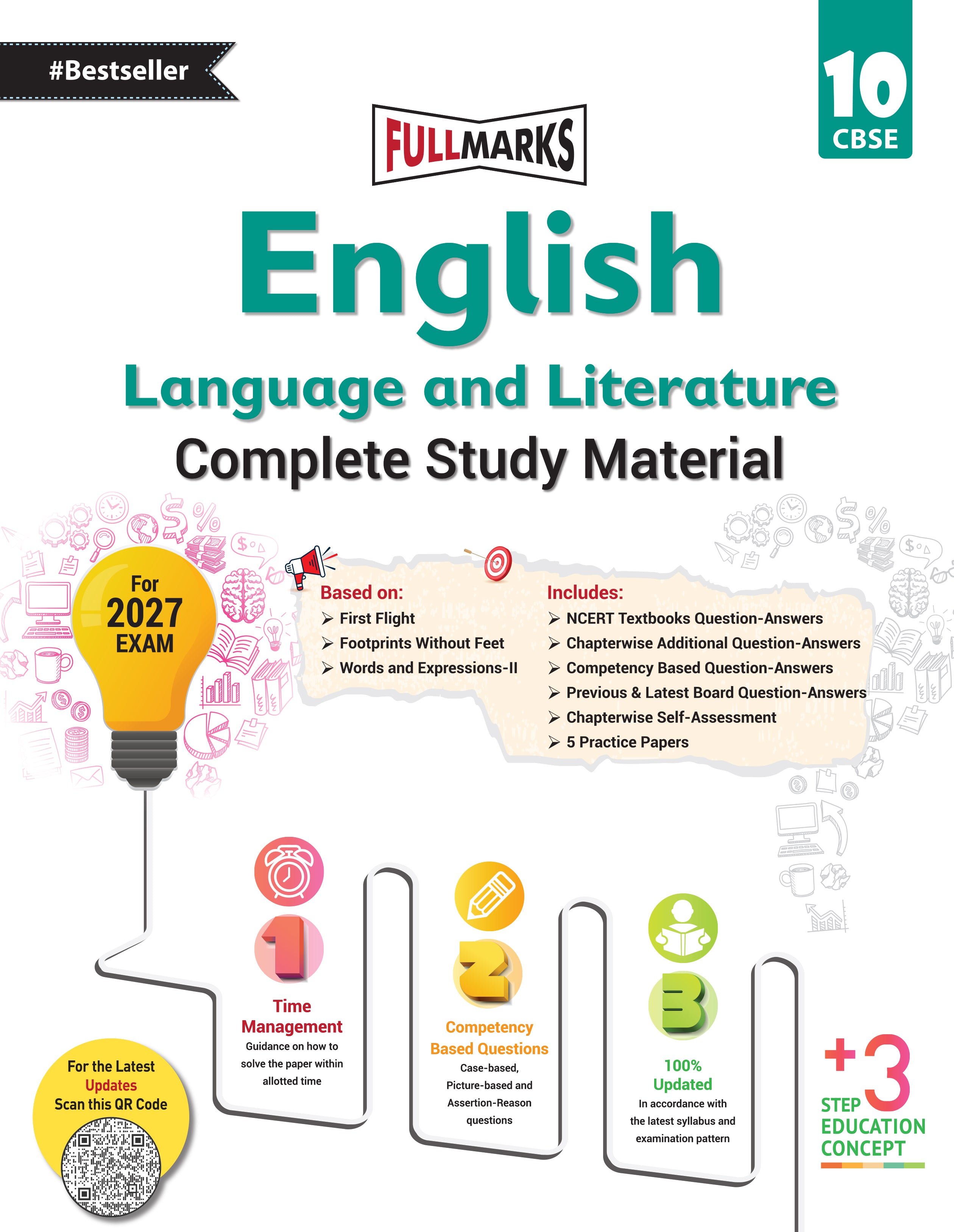 Full Marks English Language & Literature Complete Study Material Class 10 | Based on First Flight, Footprints Without Feets, Words and Expressions-II | Includes Chapterwise Summary, Solved Q/A, Practice Papers and More