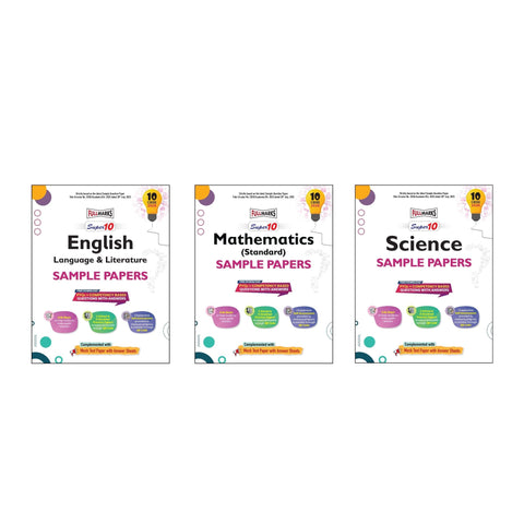 Full Marks Super 10 Sample Paper Combo of 3 for Class 10 – English Language & Literature + Mathematics Standard + Science | Latest Sample Papers for CBSE 2026 Exam