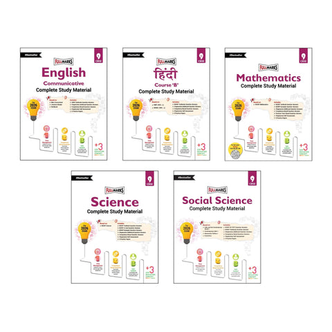 Full Marks Class 9 Combo of 5 Books - English Comm + Hindi B + Mathematics + Science + Social Science | Complete Study Material