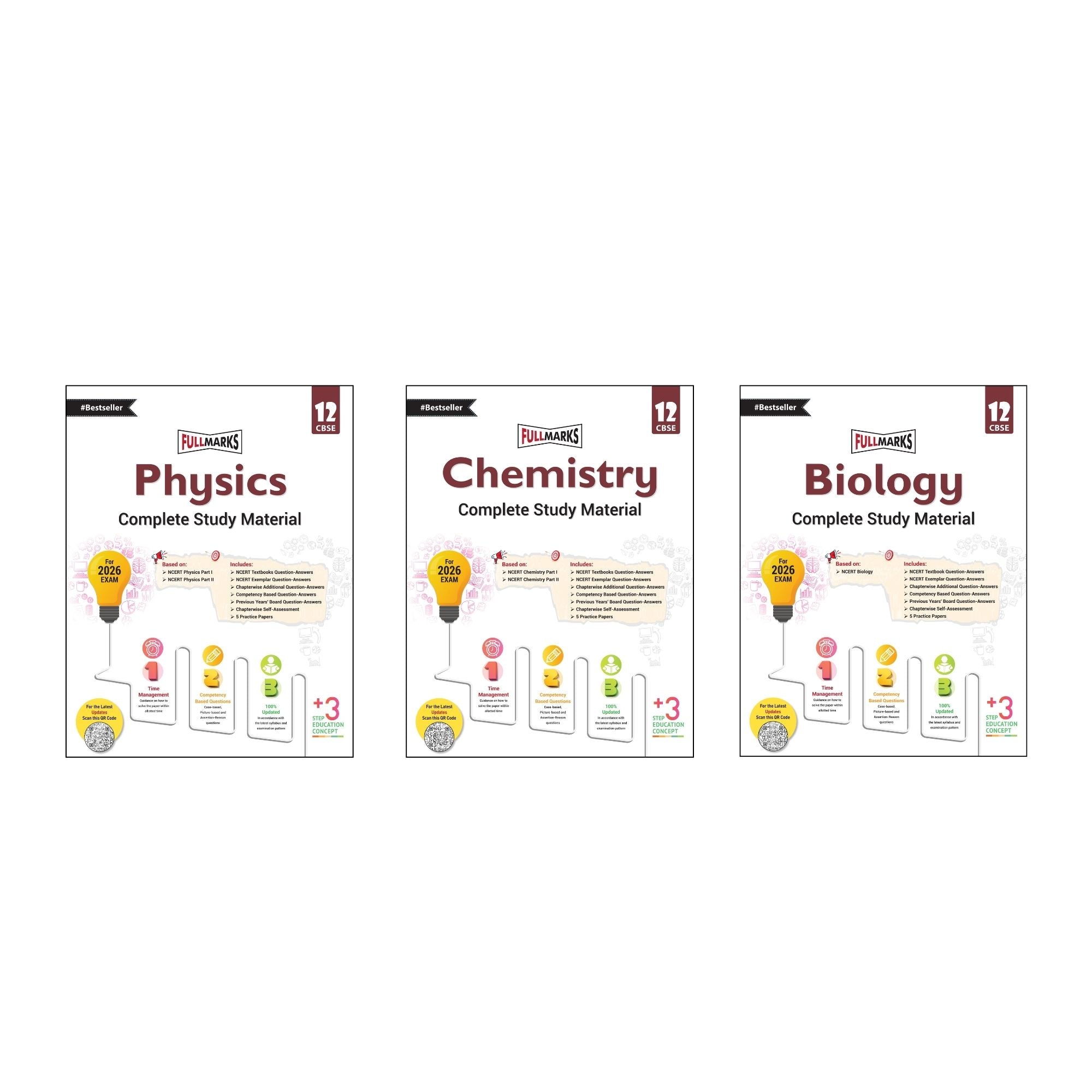 Full Marks Class 12 Combo of 3 Books - Physics + Chemistry + Biology | Complete Study Material