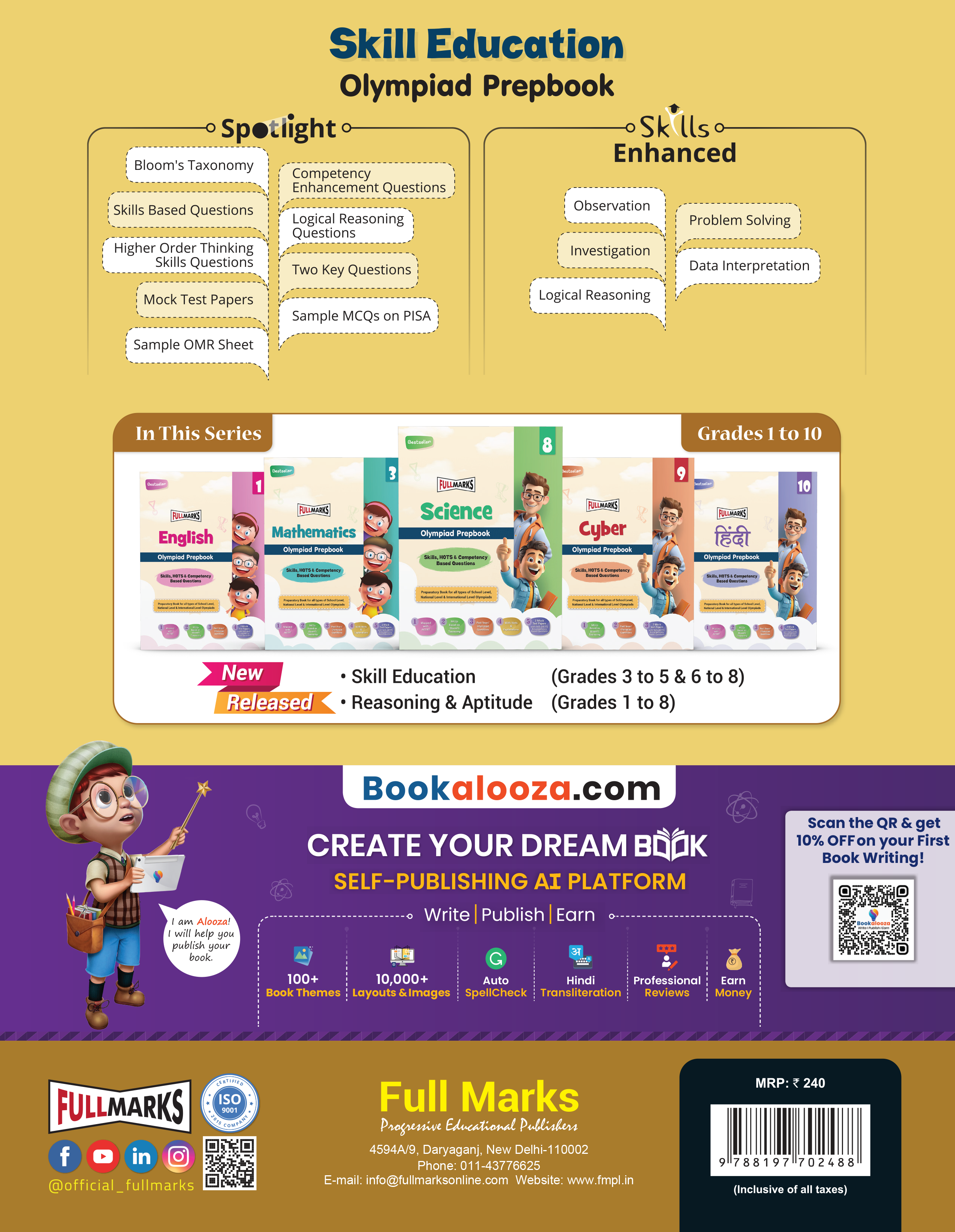 Full Marks Skill Education SLE Olympiad Prep Book for Class 6 to 8: Aligned with Bloom's Taxonomy, NCERT Syllabus, HOTS, and Model Test Papers | Strengthens Problem-Solving Skills | Ideal for 2025 & 2026 Olympiads