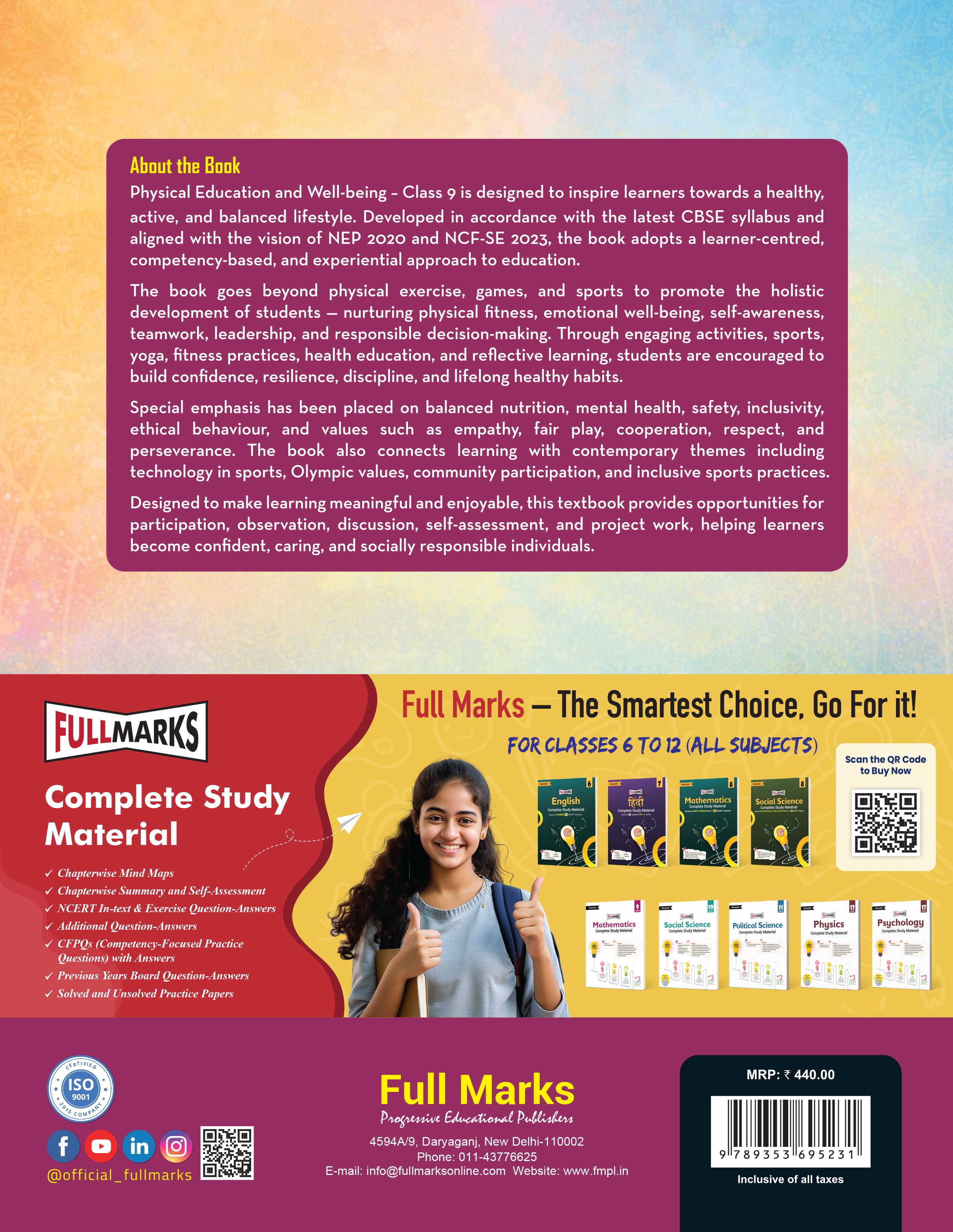 Full Marks Physical Education and Well-Being Textbook for Class 9 | As Per Latest CBSE Syllabus | In Accordance with NCF 2023