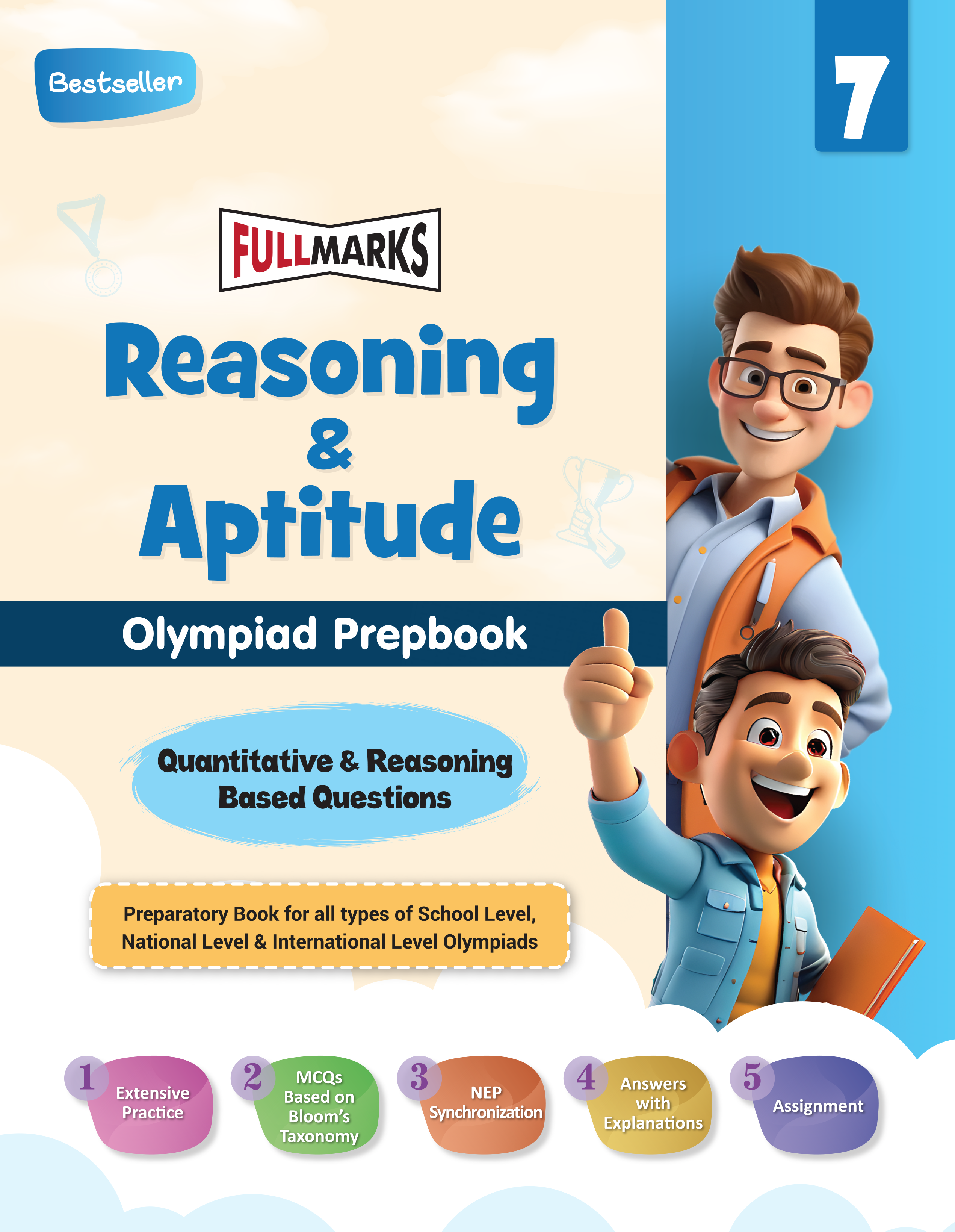 Full Marks Reasoning & Aptitude SLE Olympiad Prep Book for Class 7: Aligned with Bloom's Taxonomy, NCERT Syllabus, HOTS, and Model Test Papers | Strengthens Problem-Solving Skills | Ideal for 2025 & 2026 Olympiads