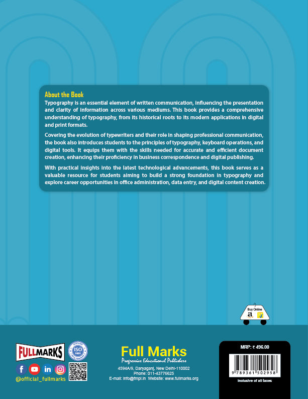 Full Marks Typography & Computer Applications Skill Education Textbook for Class 12 | Subject Code 817