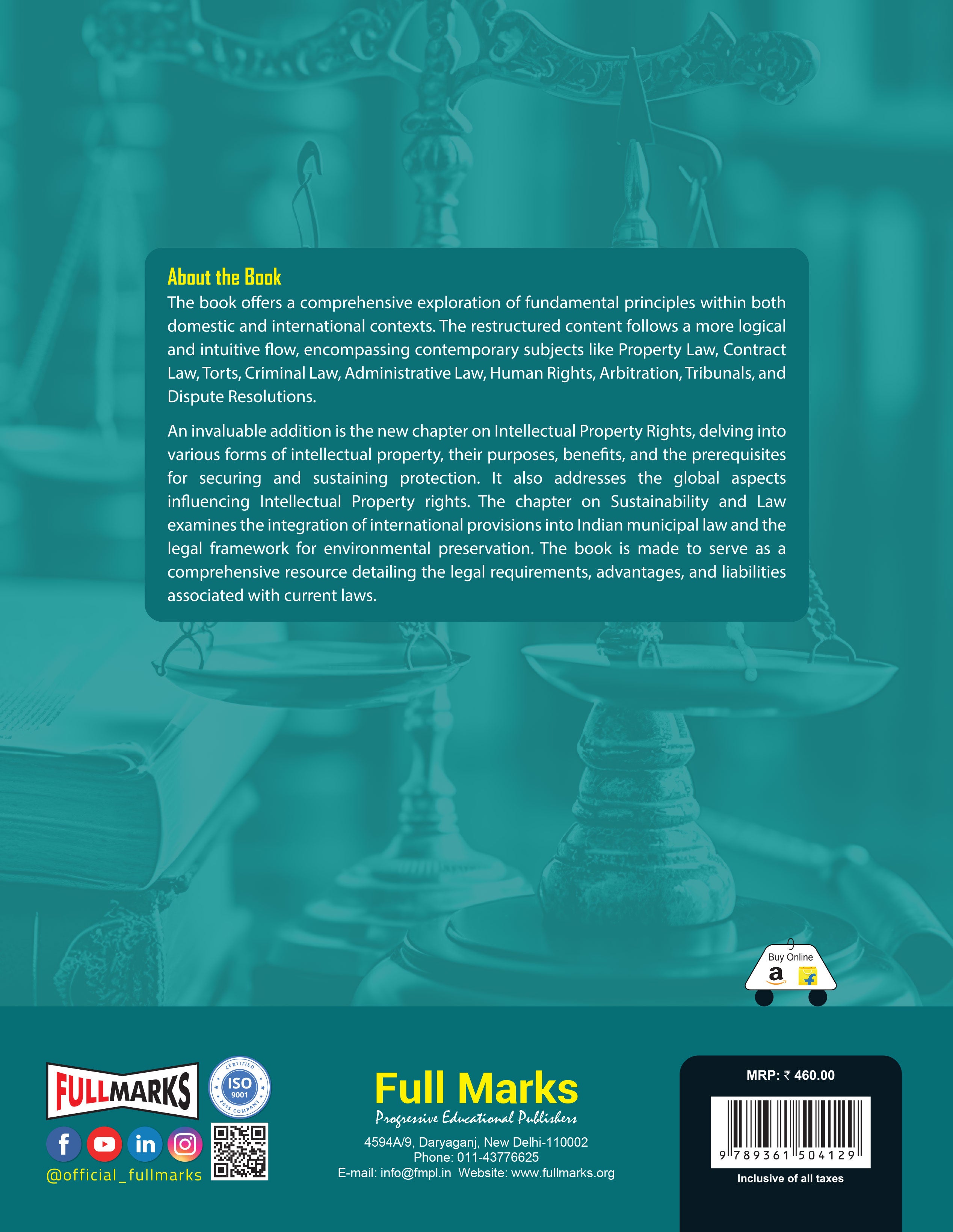 Full Marks Legal Studies Textbook for Class 11 | Based on the Latest CBSE Syllabus | Subject Code 074