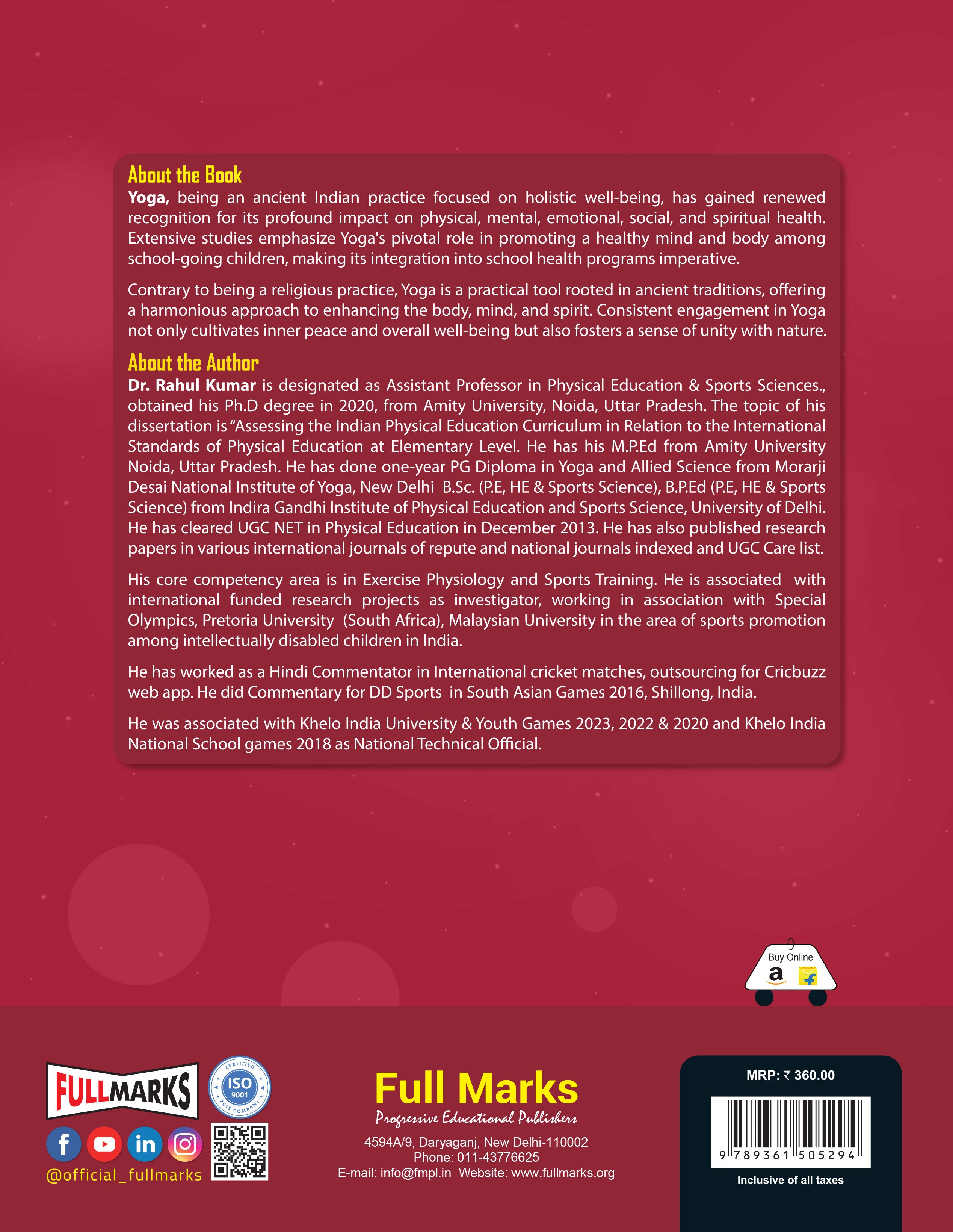 Full Marks Yoga Skill Education Textbook for Class 12 | Subject Code 841