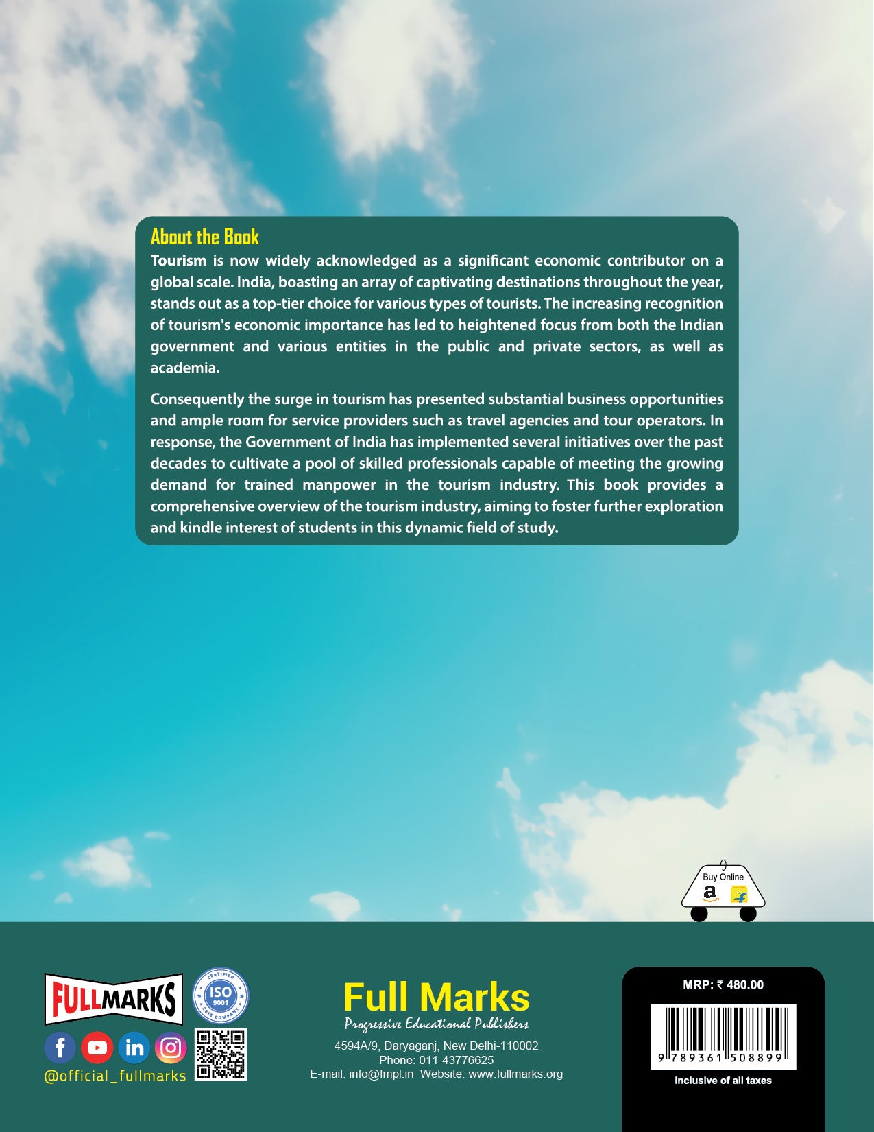 Full Marks Tourism Skill Education Textbook for Class 12 | Subject Code 806