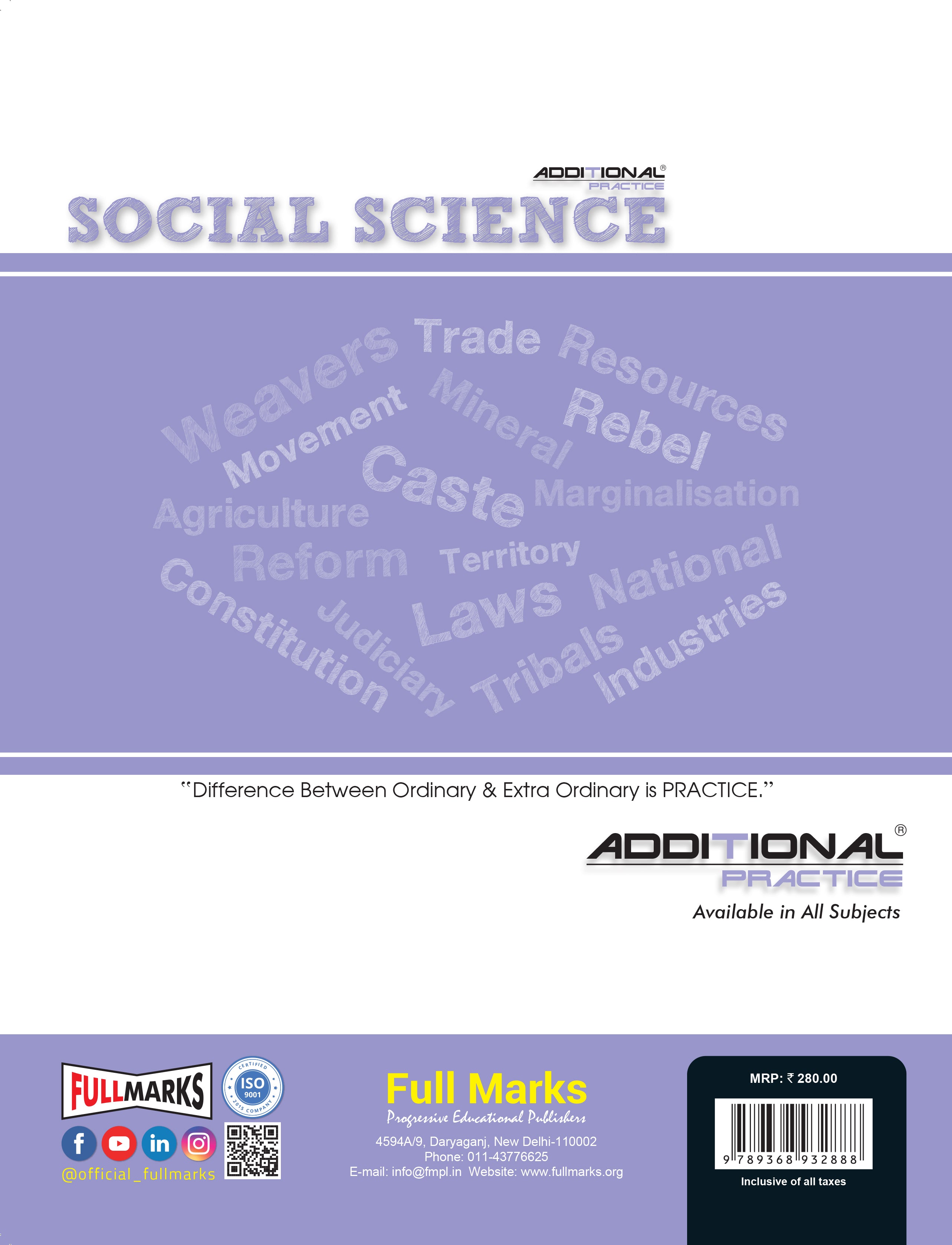 Full Marks Additional Practice – Social Science Worksheets Class 8 | Based on NCERT Textbook Our Past-III, Resources & Development, Social & Political Life-III