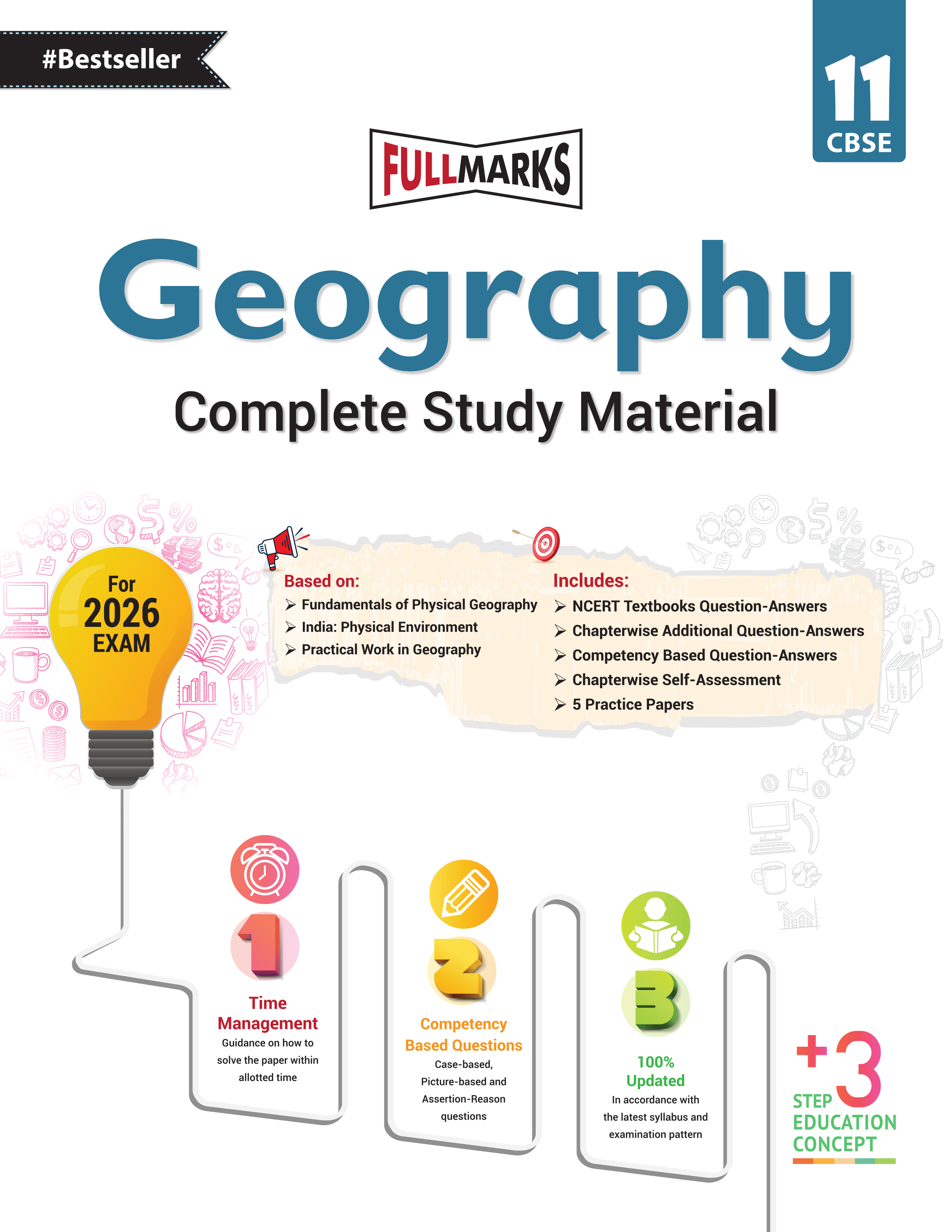 Full Marks Geography Complete Study Material Class 11 | Based on Fundamentals of Physical Geography, India: Physical Environment, Practical Work in Geography | Includes Chapterwise Summary, Solved Q/A, Practice Papers and More