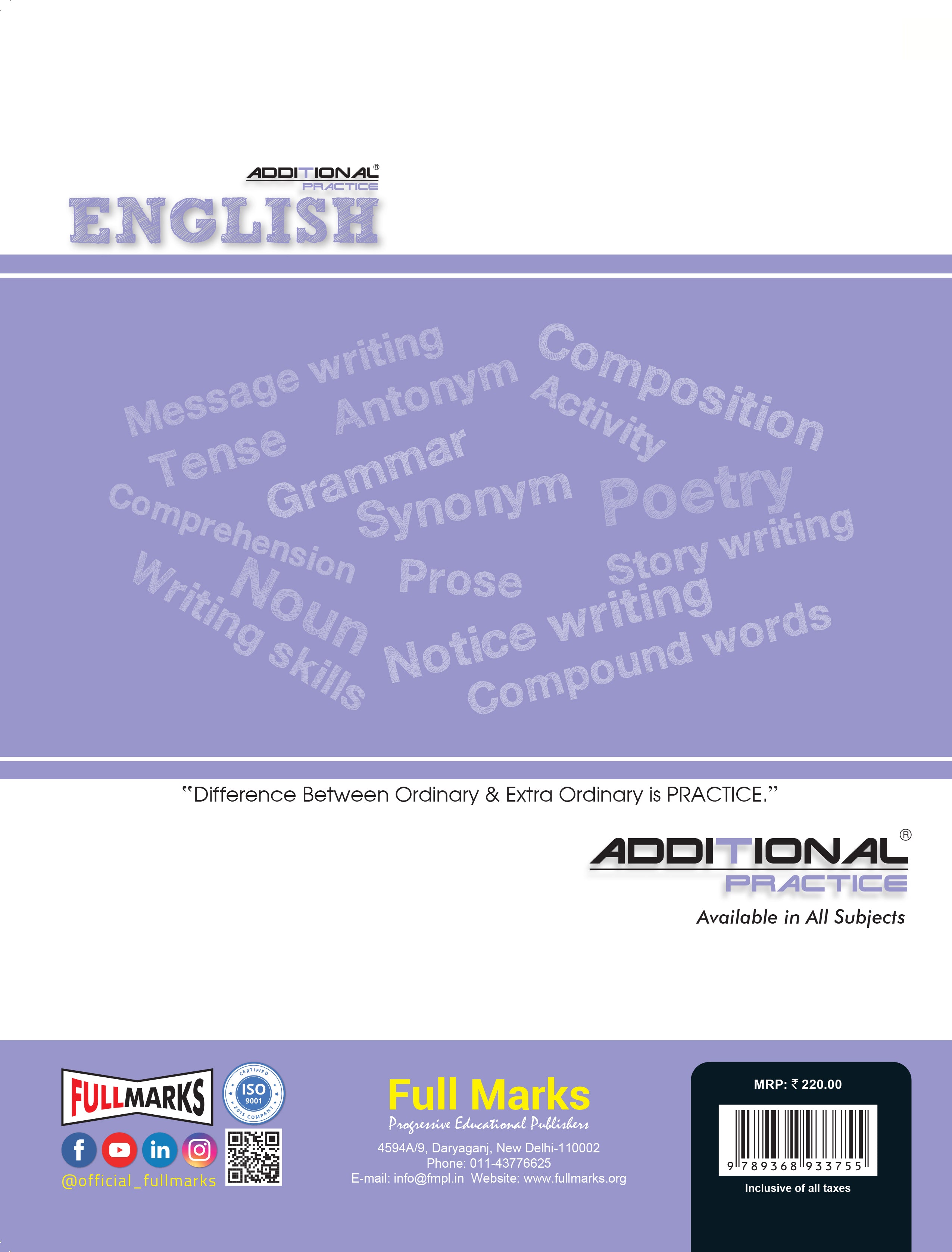 Full Marks Additional Practice – English Workbook Class 8 | Based on NCERT Textbook Honeydew & It So Happened
