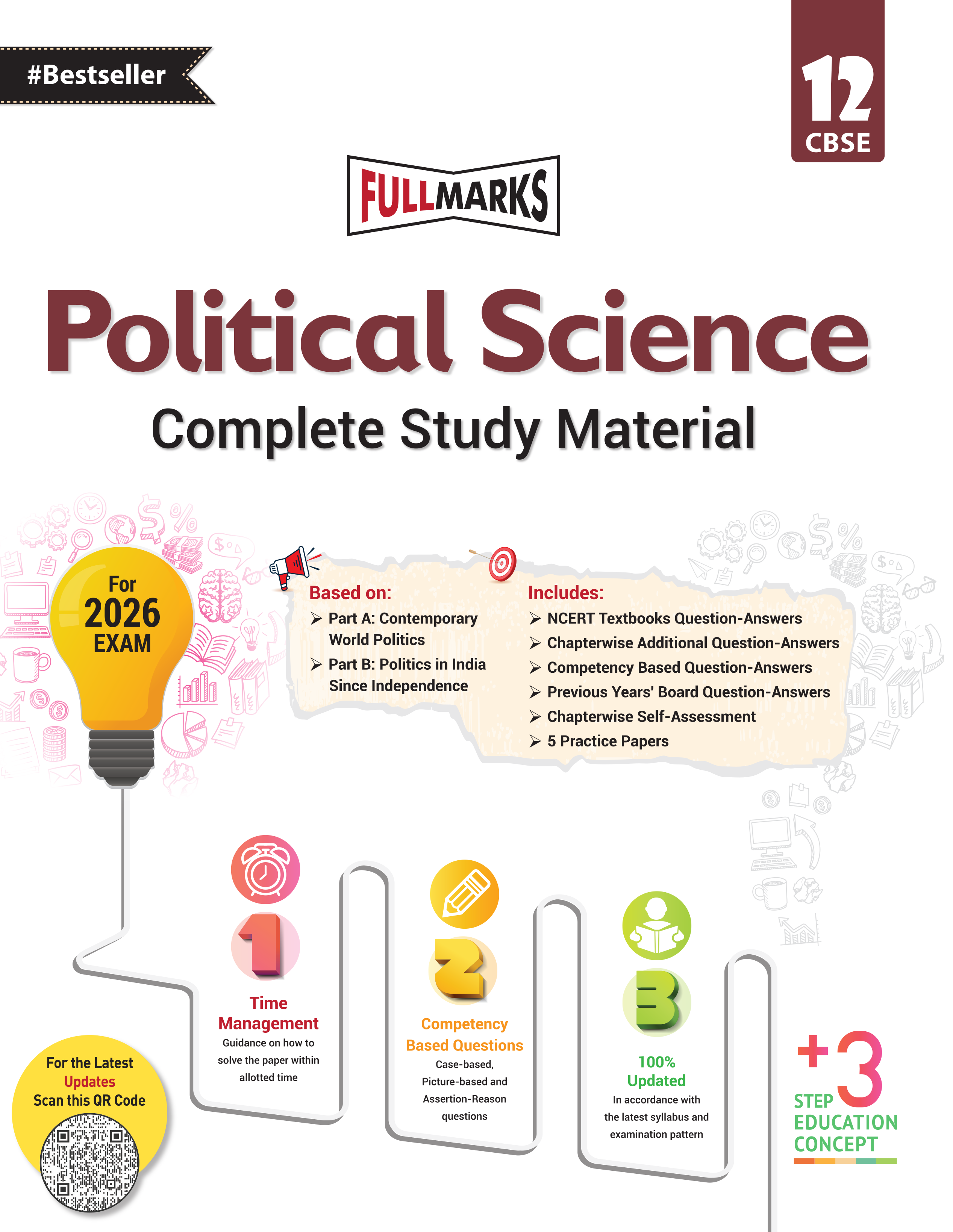 Full Marks Class 12 Combo of 3 Books - Political Science + History + Geography | Complete Study Material