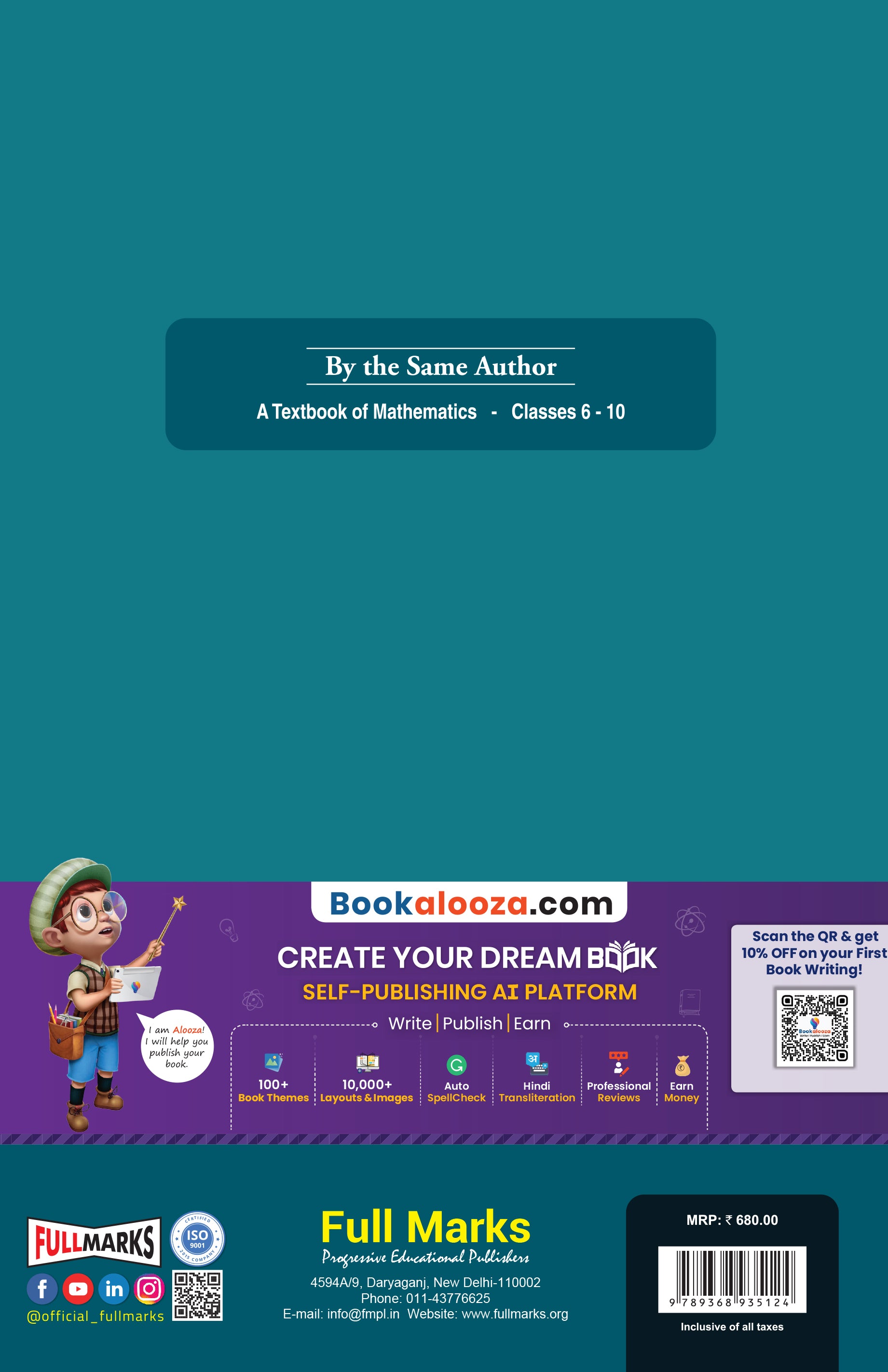 Full Marks Mathematics Manjeet Singh Ver 2. Textbook for Class 10 | Based on Latest CBSE Syllabus | Subject Code 041