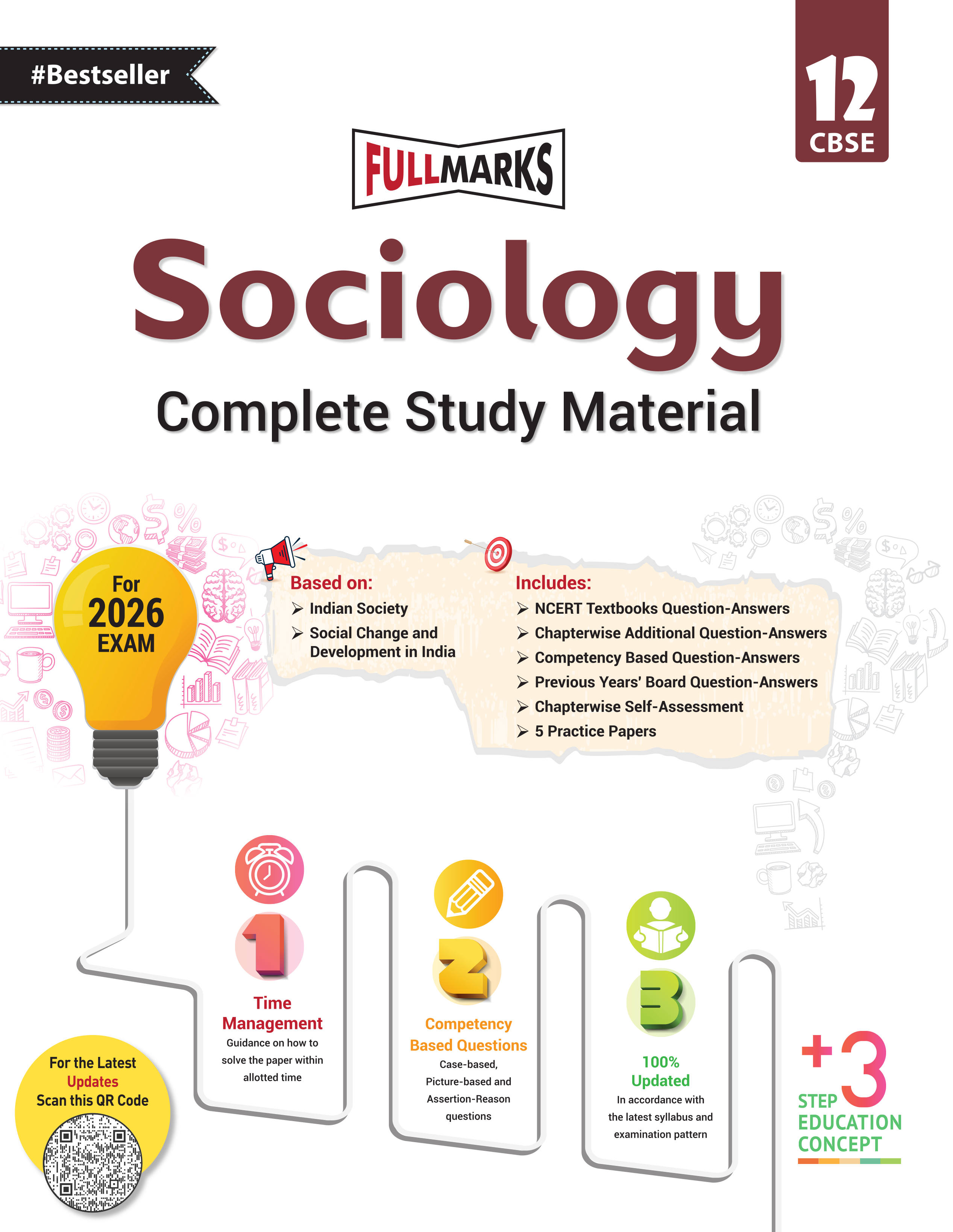 Full Marks Class 12 Combo of 3 Books - History + Political Science + Sociology | Complete Study Material