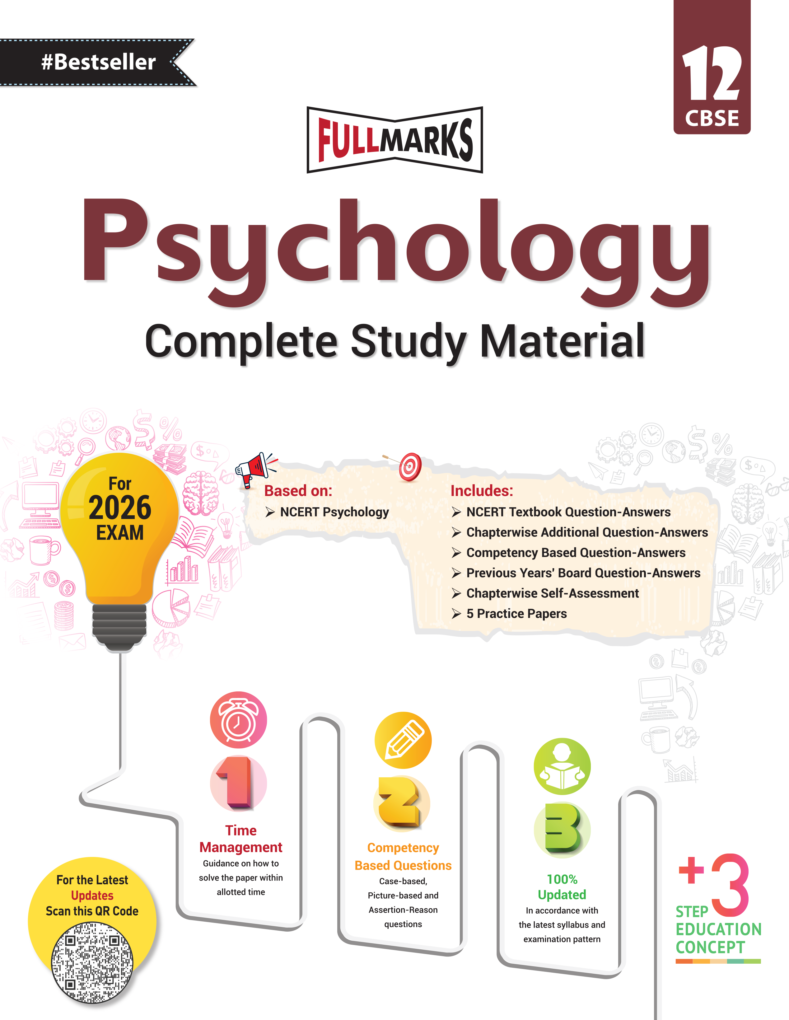 Full Marks Class 12 Combo of 3 Books - English Core + Psychology + Sociology | Complete Study Material