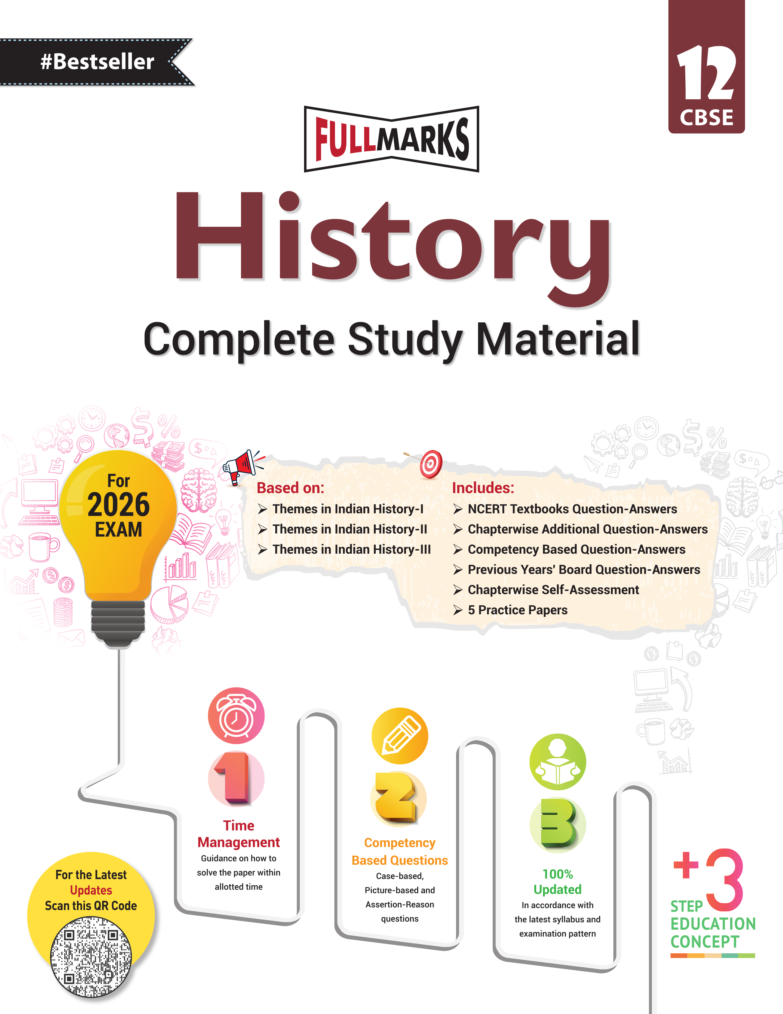 Full Marks History Complete Study Material Class 12 | Based on Themes in Indian History-I, Themes in Indian History-II, Themes in Indian History-III | Includes Chapterwise Summary, Solved Q/A, Practice Papers and More