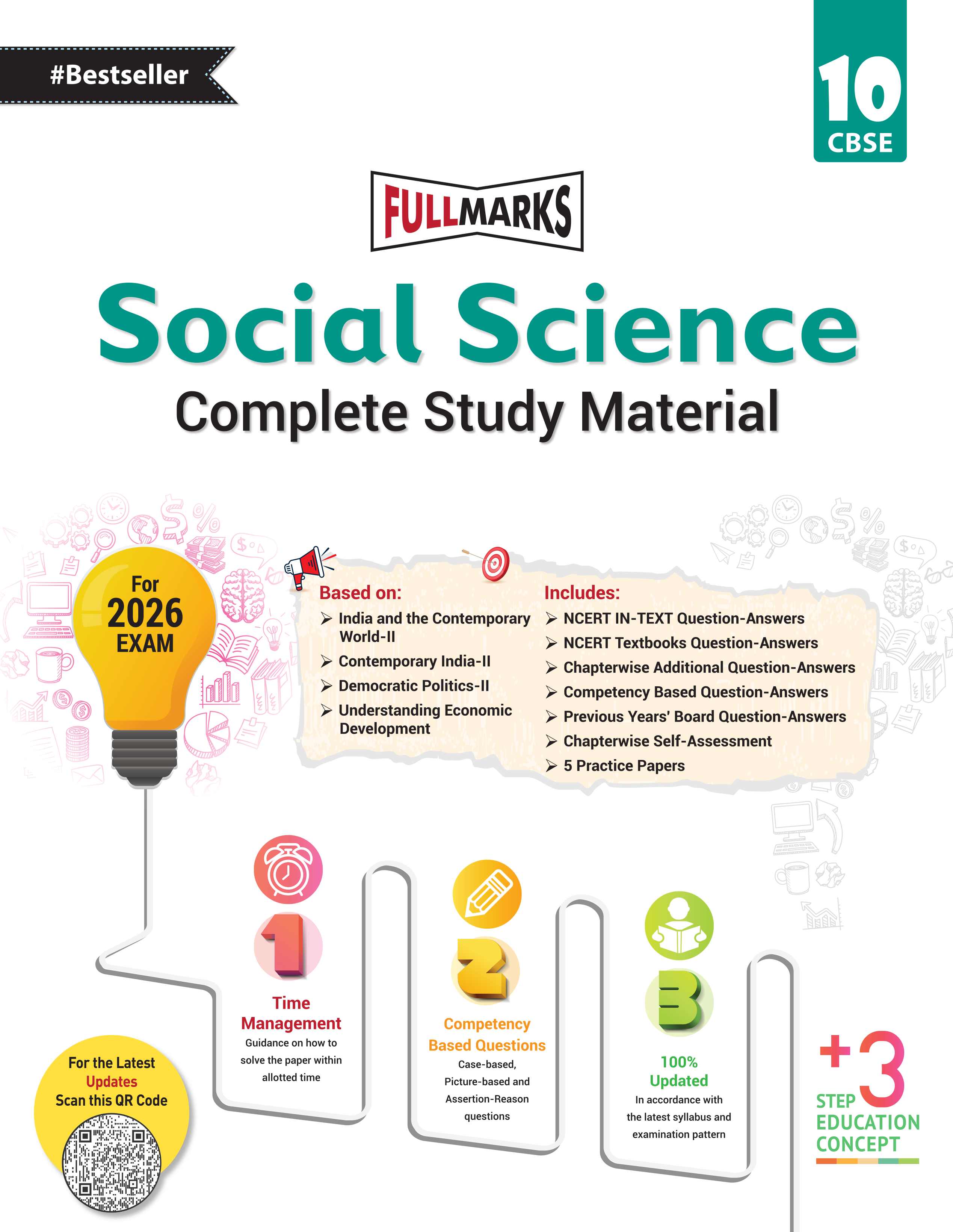 Full Marks Social Science Complete Study Material Class 10 | Based on India and the Contemporary World-II, Contemporary India-II, Democratic Politics-II, Understanding Economic Development | Covers Chapterwise Summary, Solved Q/A, Practice Papers and More