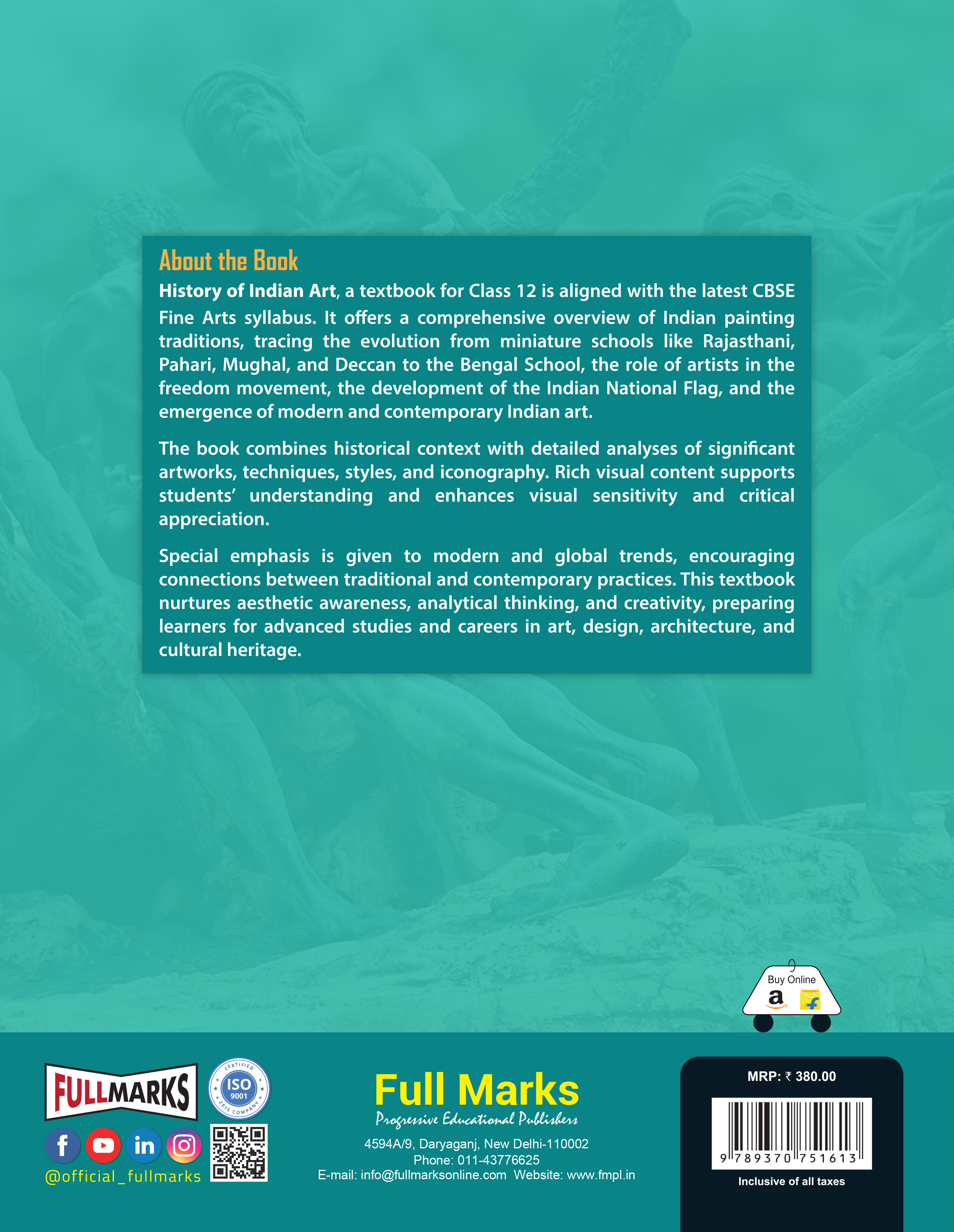 Full Marks History of Indian Art Textbook for Class 12 | Based on Latest Fine Arts CBSE Syllabus | Subject Codes 049, 050, 051 & 052