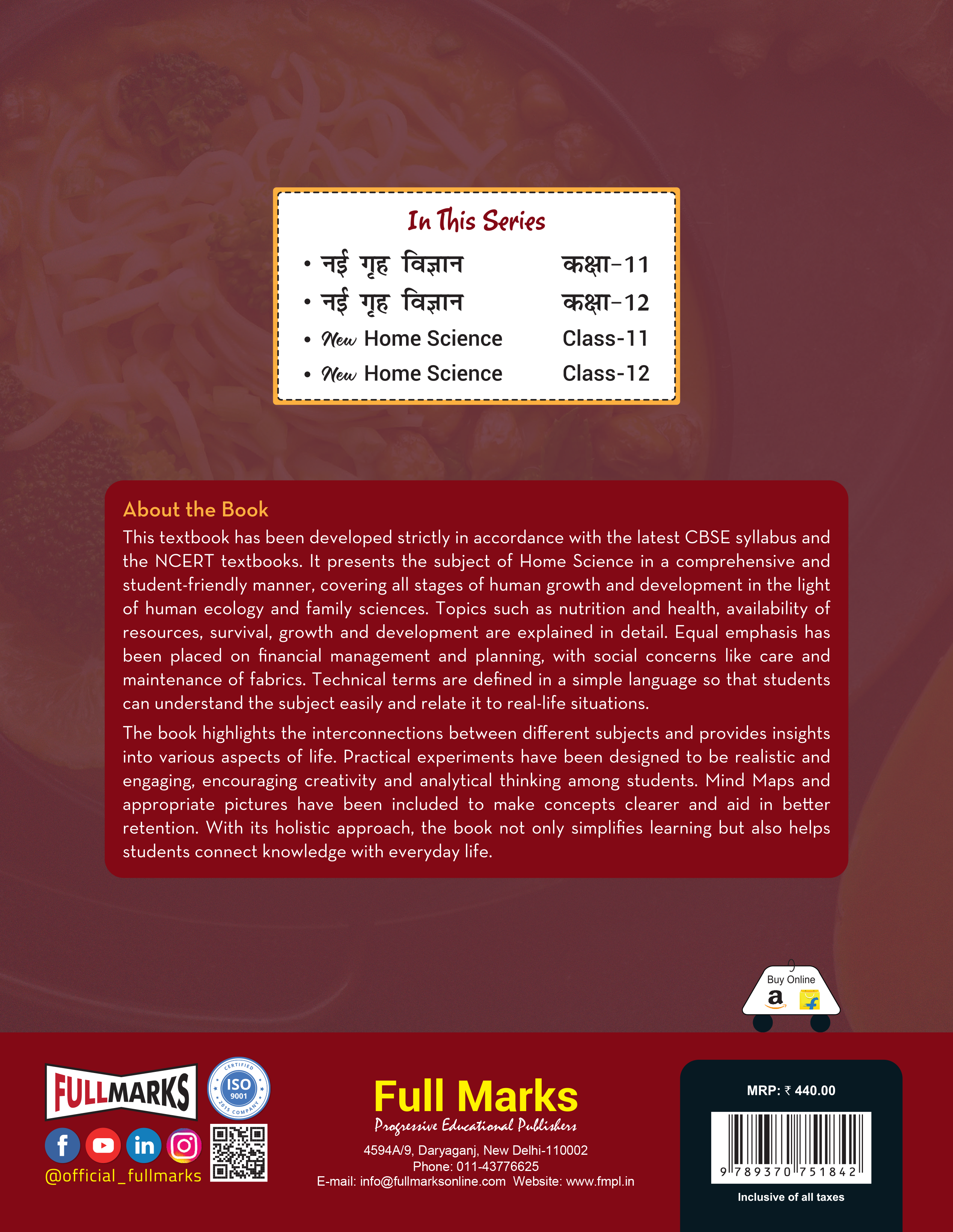 Full Marks Home Science Textbook of Class 11 | Based on Latest CBSE Syllabus & NCERT Textbooks | Includes Human Ecology & Family Sciences Part I & II with Practicals | Subject Code 064