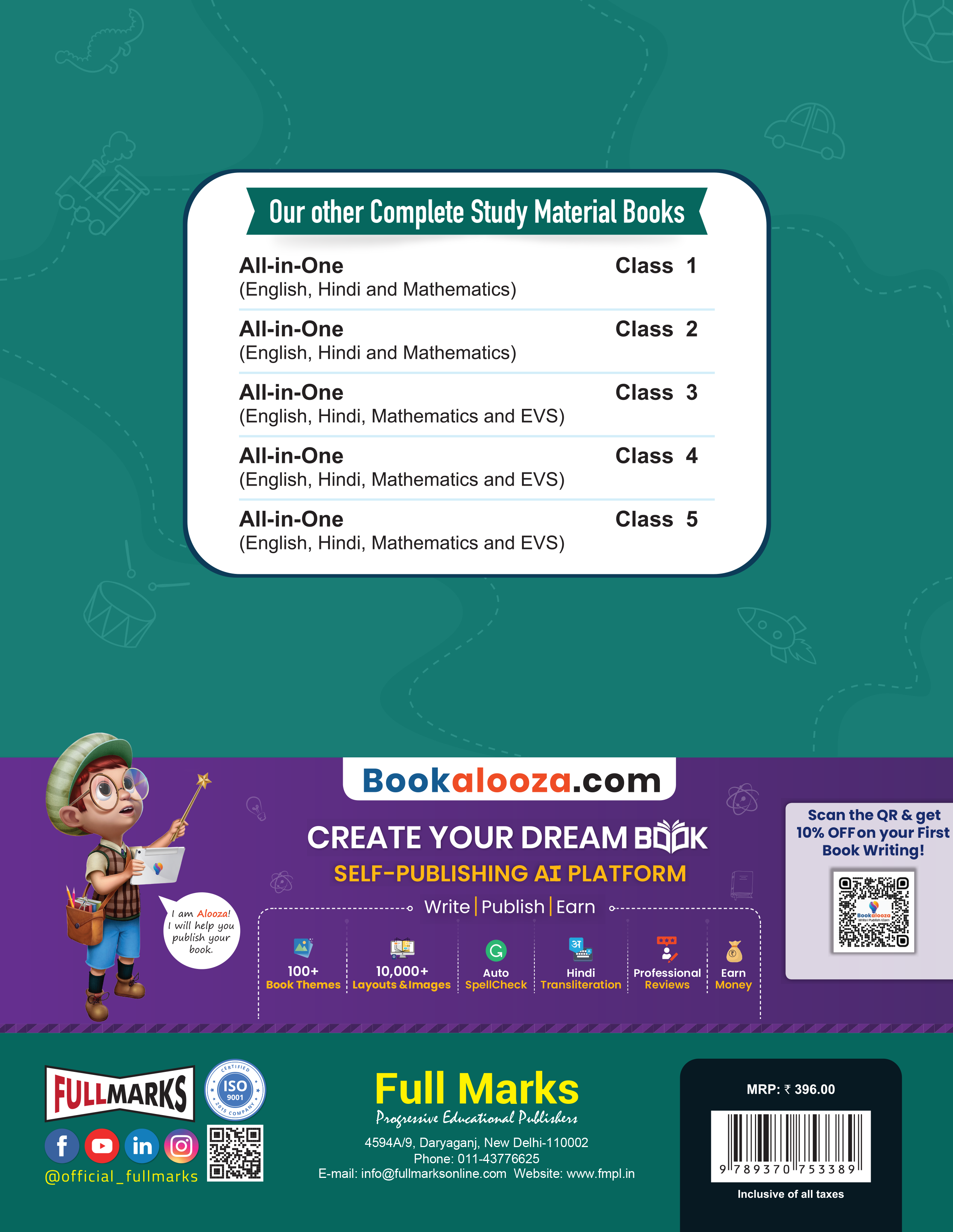 Full Marks All-in-One Class 3 | Complete Study Material for English, Hindi, Maths & EVS | Based on New NCERT Textbooks – Santoor, Veena, Maths Mela, Our Wondrous World | Aligned with Latest CBSE Syllabus