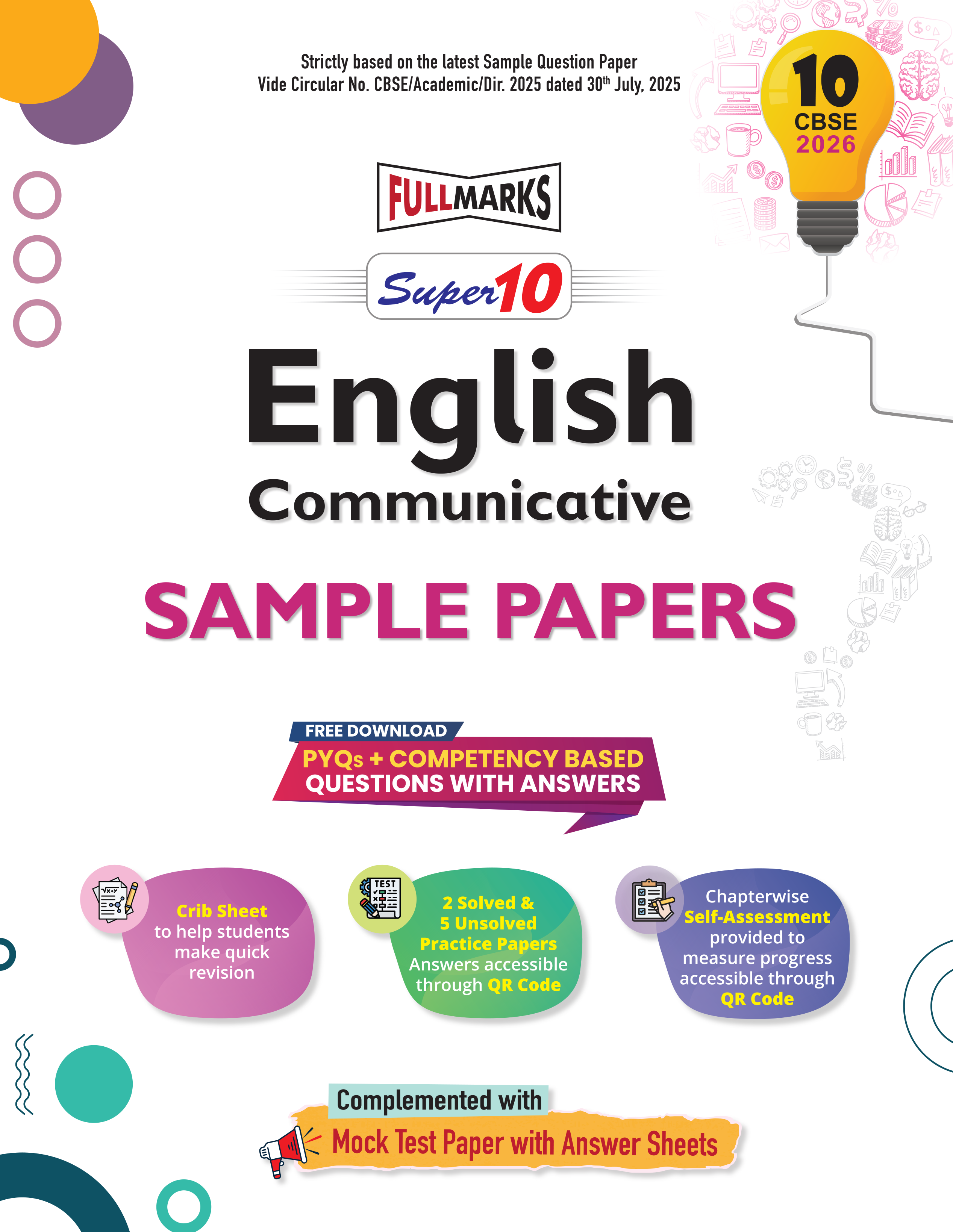 Full Marks Super 10 Sample Paper Combo of 5 for Class 10 – English Communicative + Hindi B + Mathematics Basic + Science + Social Science | Latest Sample Papers for CBSE 2026 Exam