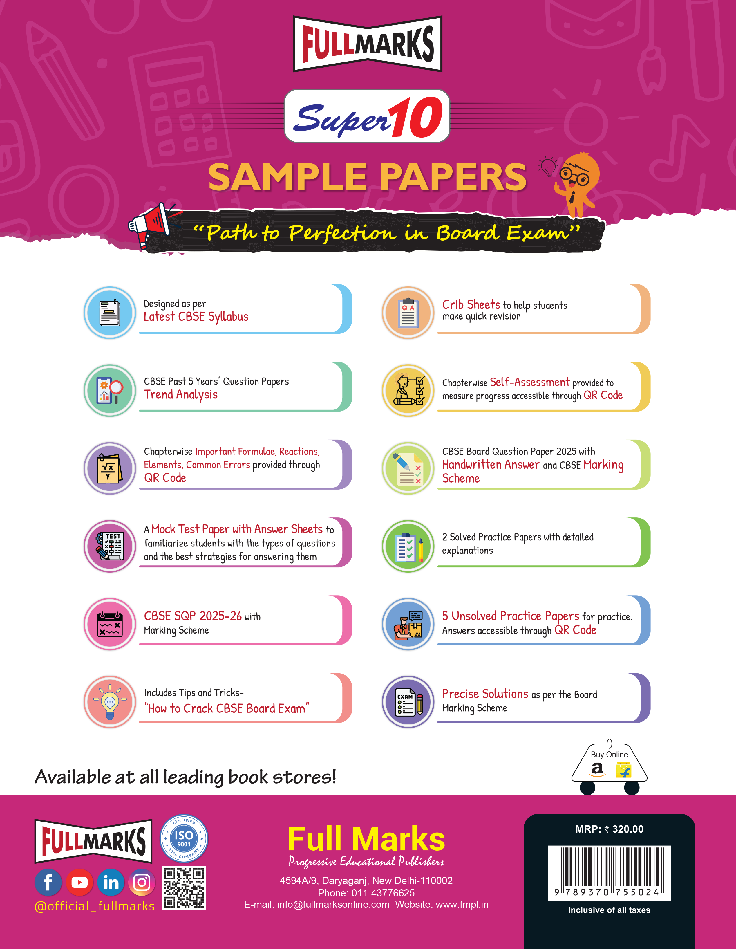 Full Marks Super10 Social Science Sample Paper Class 10 – for CBSE 2026 Exams | Based on Latest CBSE Guidelines | Competency-Based Questions, PYQs, Practice Papers, Crib Sheet & Self-Assessment Tools