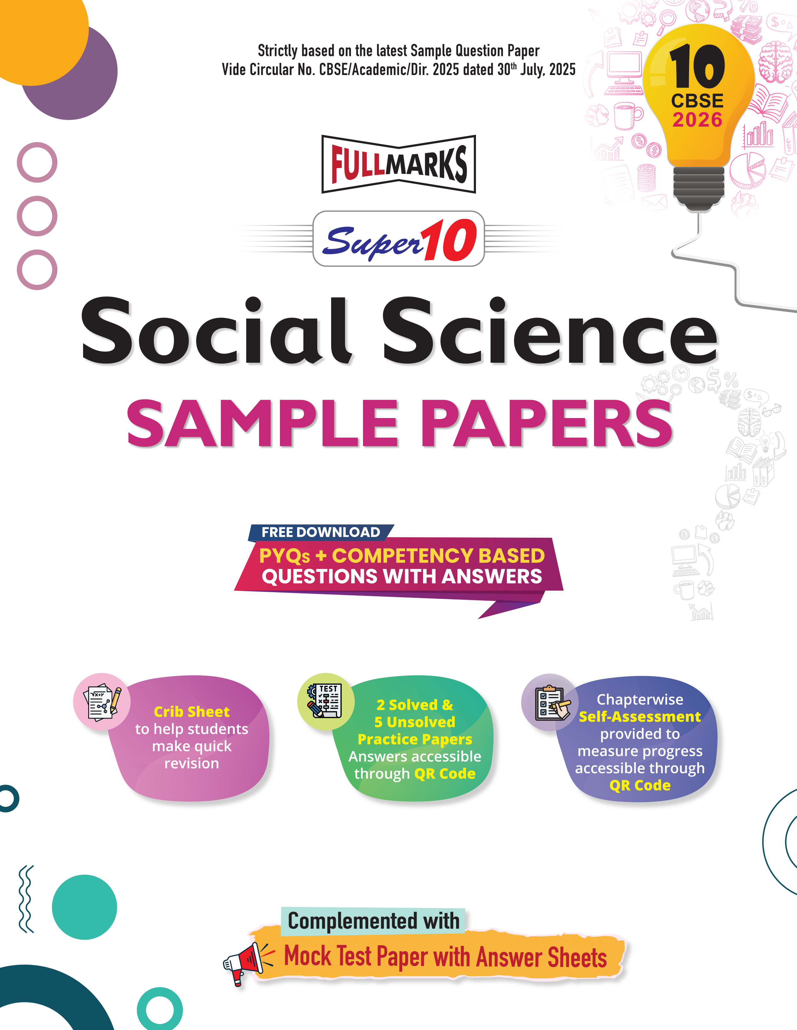 Full Marks Super 10 Sample Paper Combo of 3 for Class 10 – English Communicative + Science + Social Science | Latest Sample Papers for CBSE 2026 Exam
