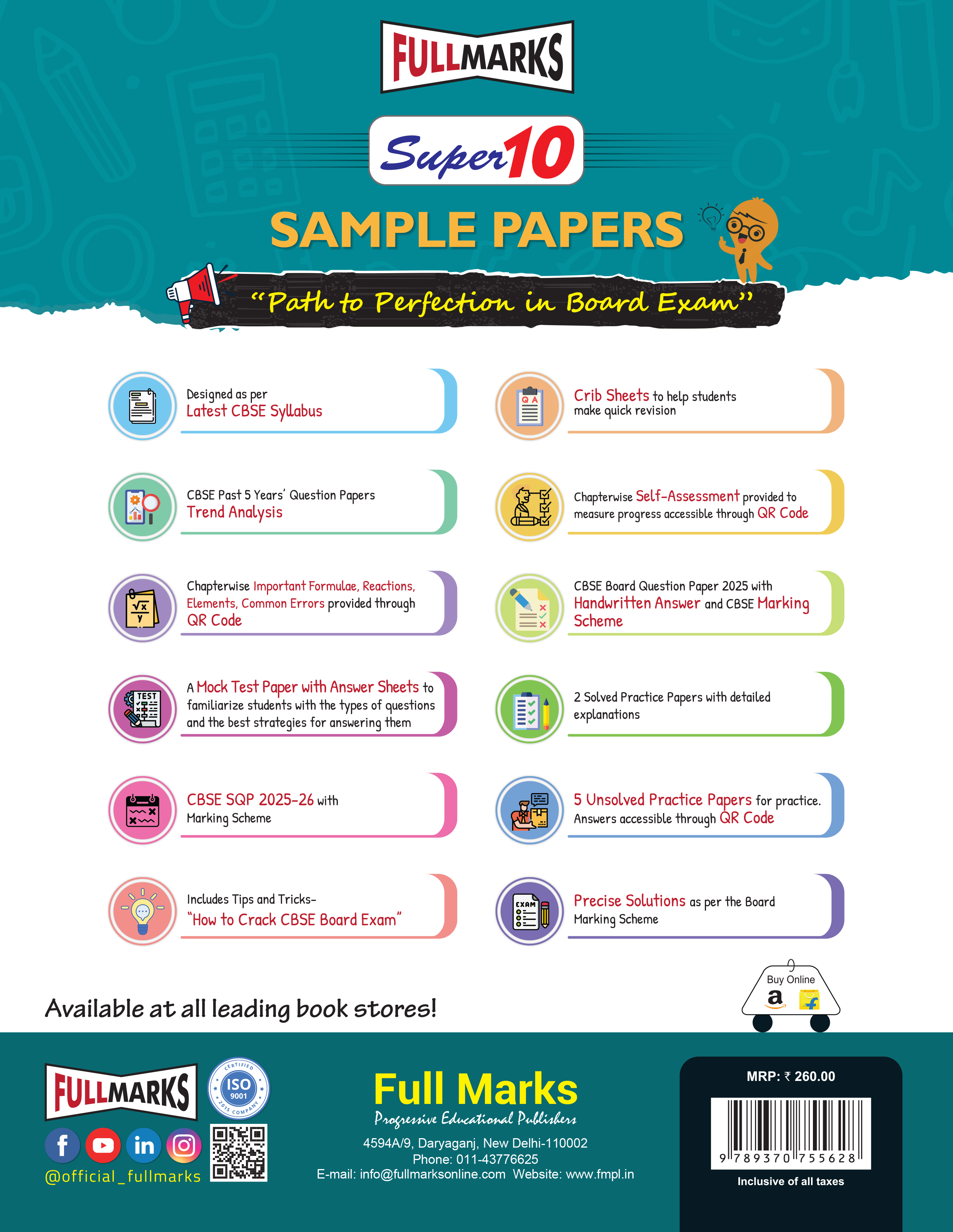 Full Marks Super10 Physics Sample Paper Class 12 – for CBSE 2026 Exams | Based on Latest CBSE Guidelines | Competency-Based Questions, PYQs, Practice Papers, Crib Sheet & Self-Assessment Tools