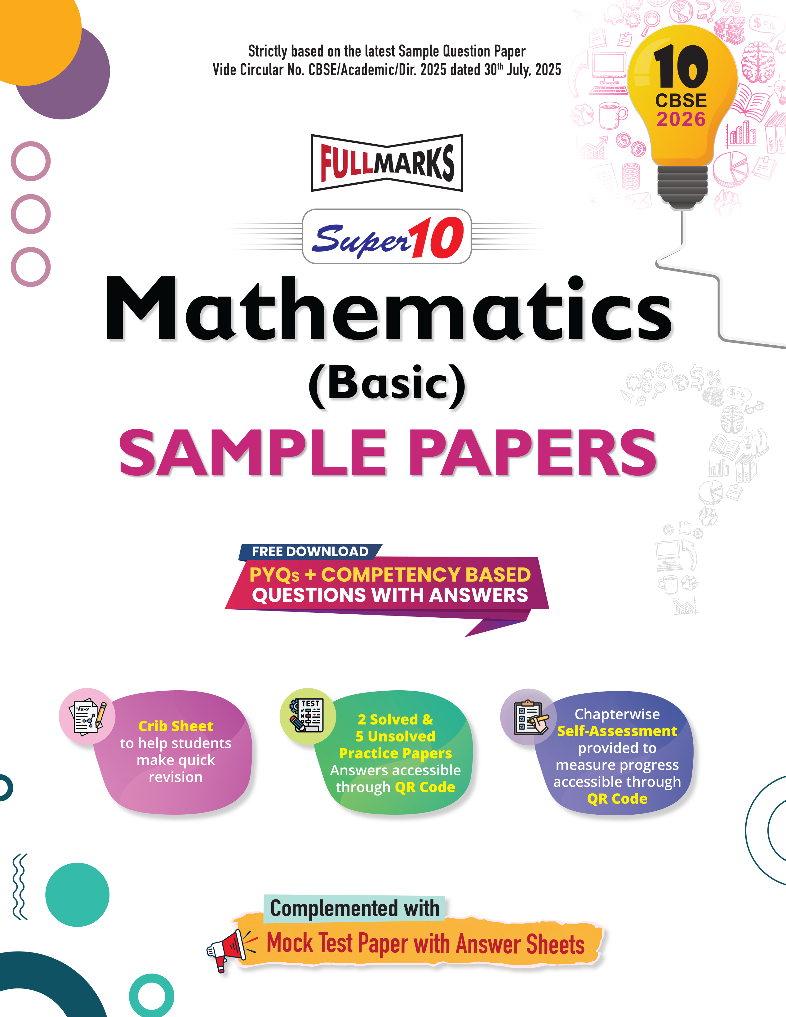 Full Marks Super 10 Sample Paper Combo of 3 for Class 10 – Mathematics Basic + Science + Social Science | Latest Sample Papers for CBSE 2026 Exam