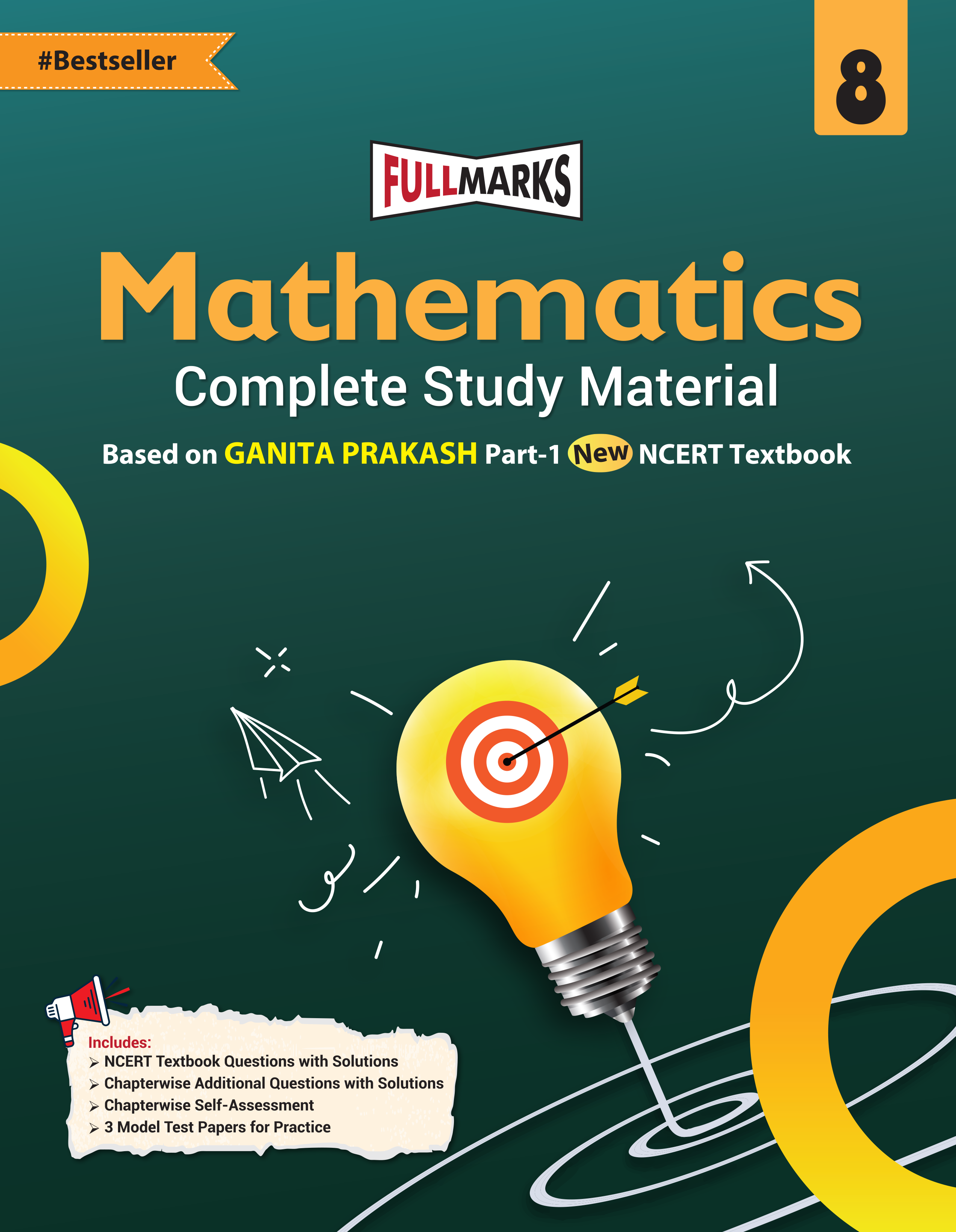 Full Marks Class 8 Combo of 3 Books - Mathematics (GANITA PRAKASH) + Science (CURIOSITY) + Social Science (EXPLORING SOCIETY) | Complete Study Material