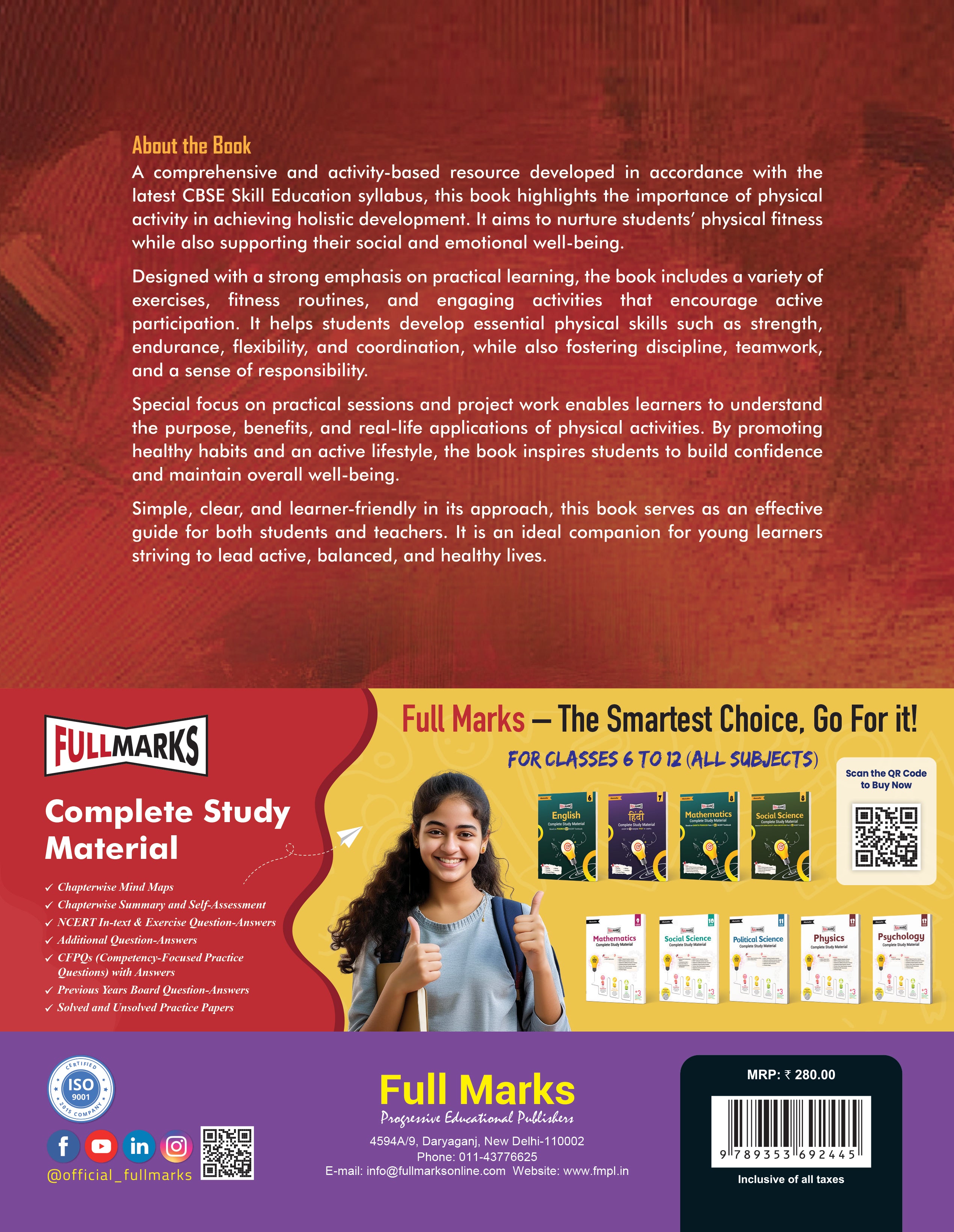 Full Marks Skill Education Physical Activity Trainer Practicals & Project Works for Class 11 | As per Latest CBSE Syllabus | Subject Code 845