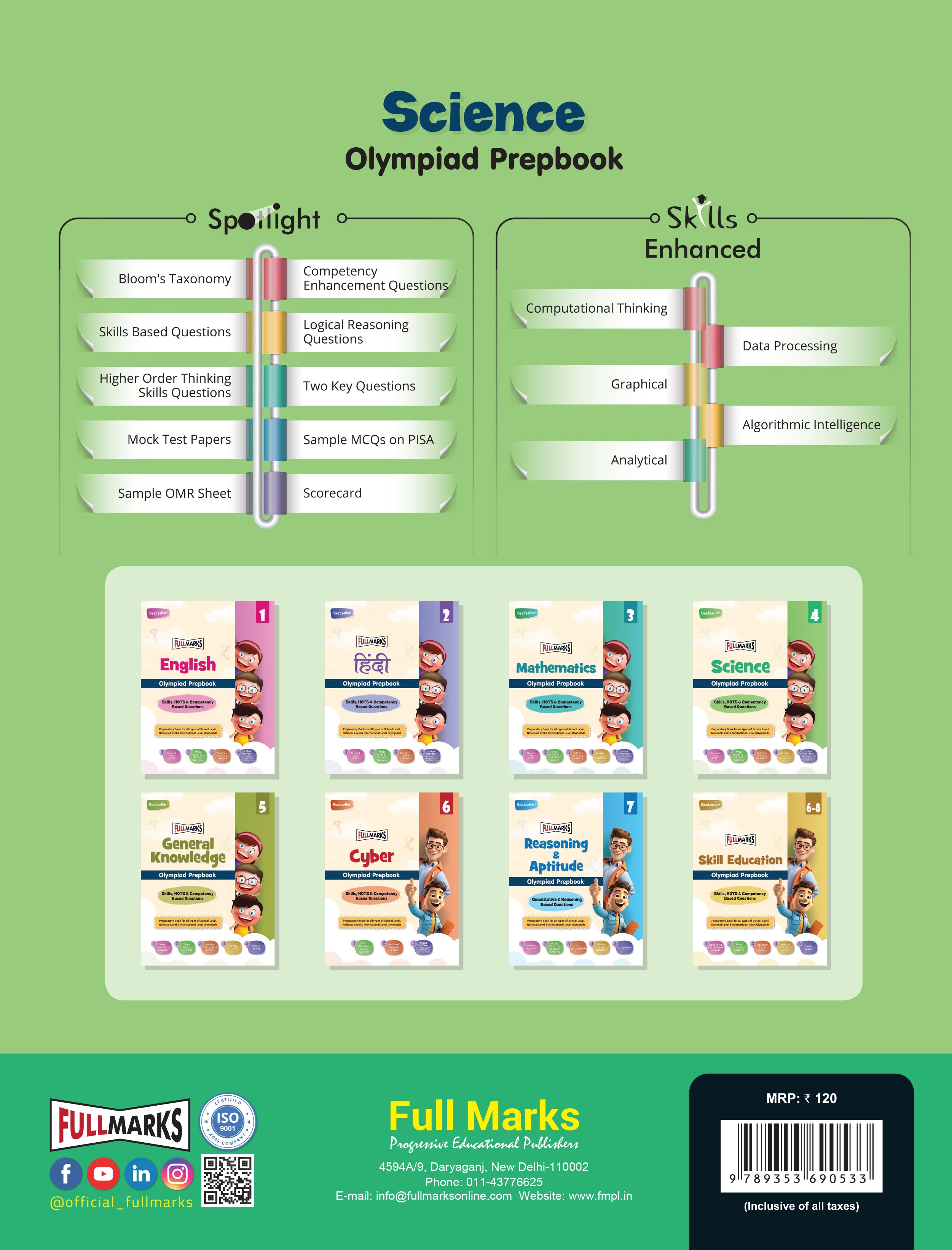 Full Marks Science SLE Olympiad Prepbook for Class 9 | Based on New NCERT Textbook EXPLORATION | Aligned with Bloom's Taxonomy, HOTS, and Model Test Papers | Ideal for 2026 & 2027 Olympiads