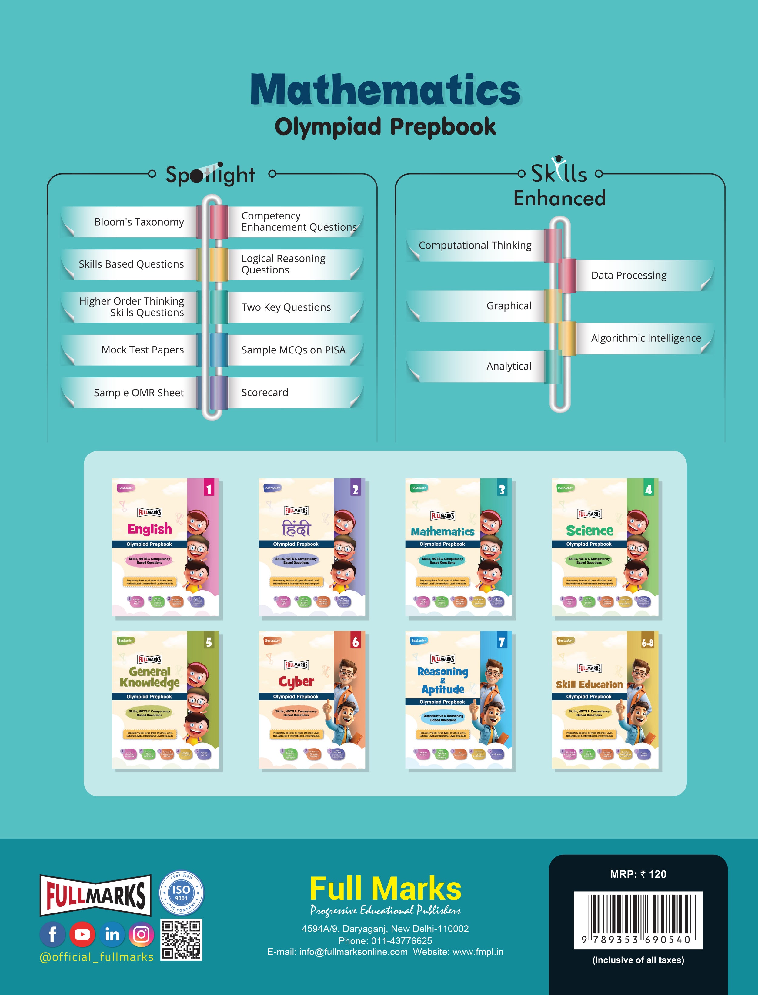 Full Marks Mathematics SLE Olympiad Prepbook for Class 9 | Based on New NCERT Textbook GANITA MANJARI | Aligned with Bloom's Taxonomy, HOTS, and Model Test Papers | Ideal for 2026 & 2027 Olympiads