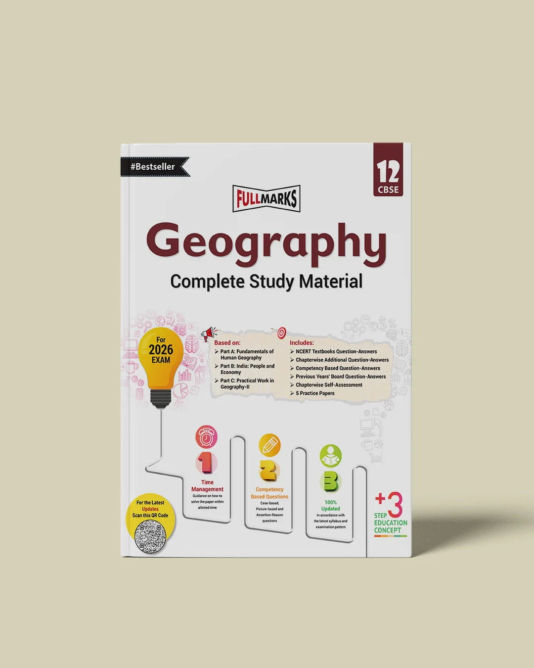Full Marks Geography Complete Study Material Class 12 | Based on Part A: Fundamentals of Human Geography, Part B: India: People and Economy, Part C: Practical Work in Geography-II | Includes Chapterwise Summary, Solved Q/A, Practice Papers and More