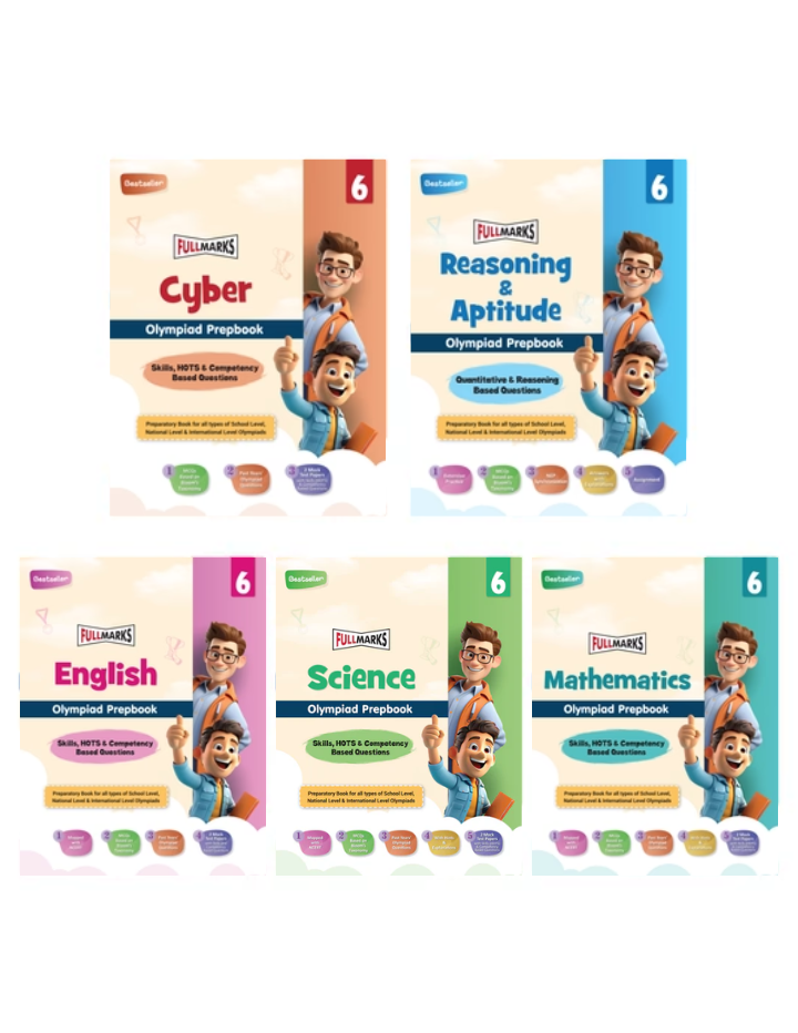 Olympiad Combo (Math, English, Cyber, Reasoning & Science) Books for Class 6