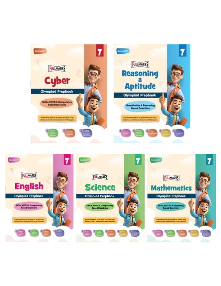 Olympiad Combo (Math, English, Cyber, Reasoning & Science) Books for Class 7