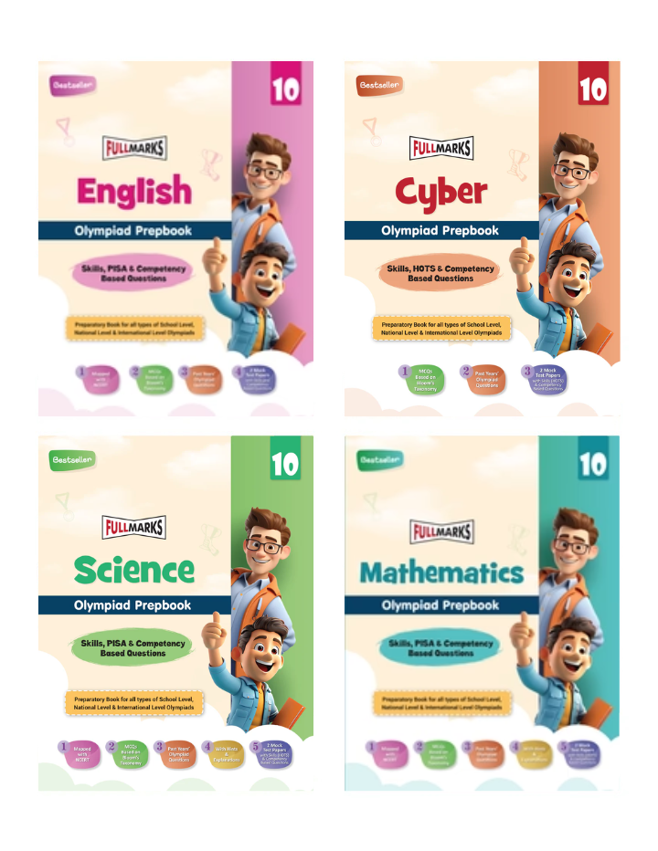 Olympiad Combo (Math, English, Cyber & Science) Books for Class 10