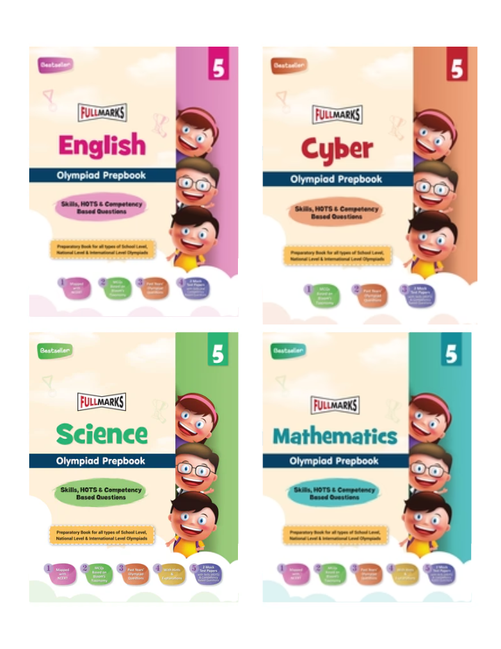 Olympiad Combo (Math, English, Cyber & Science) Books for Class 5