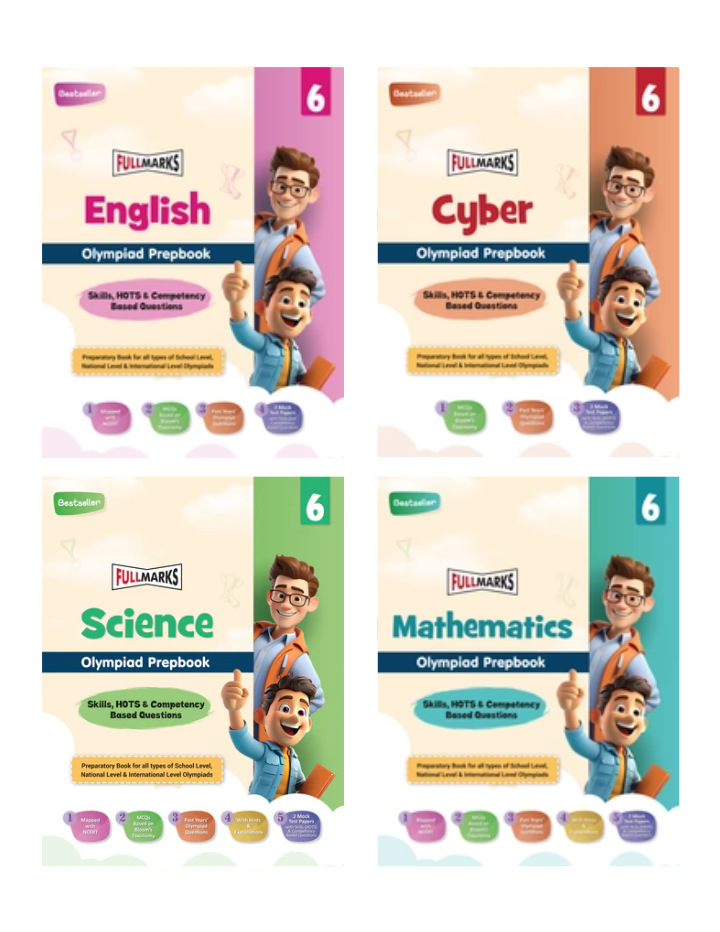 Olympiad Combo (Math, English, Cyber & Science) Books for Class 6