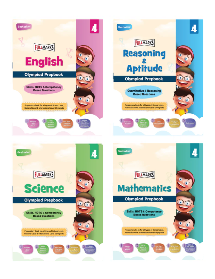 Olympiad Combo (Math, English, Science & Reasoning) Books for Class 4