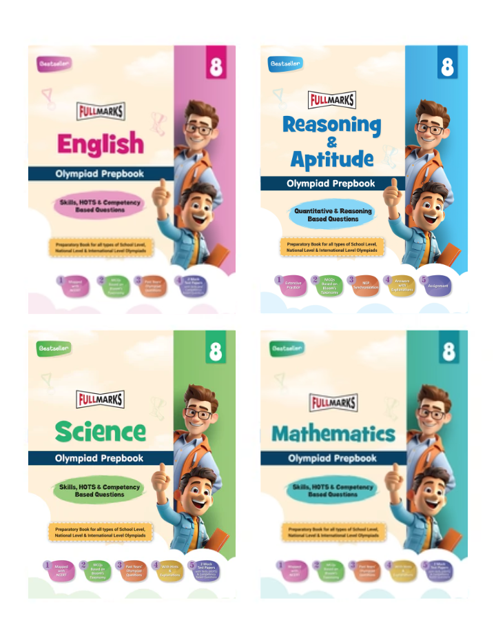 Olympiad Combo (Math, English, Science & Reasoning) Books for Class 8