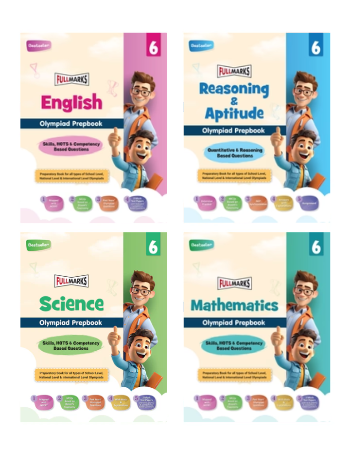 Olympiad Combo (Math, English, Science & Reasoning) Books for Class 6