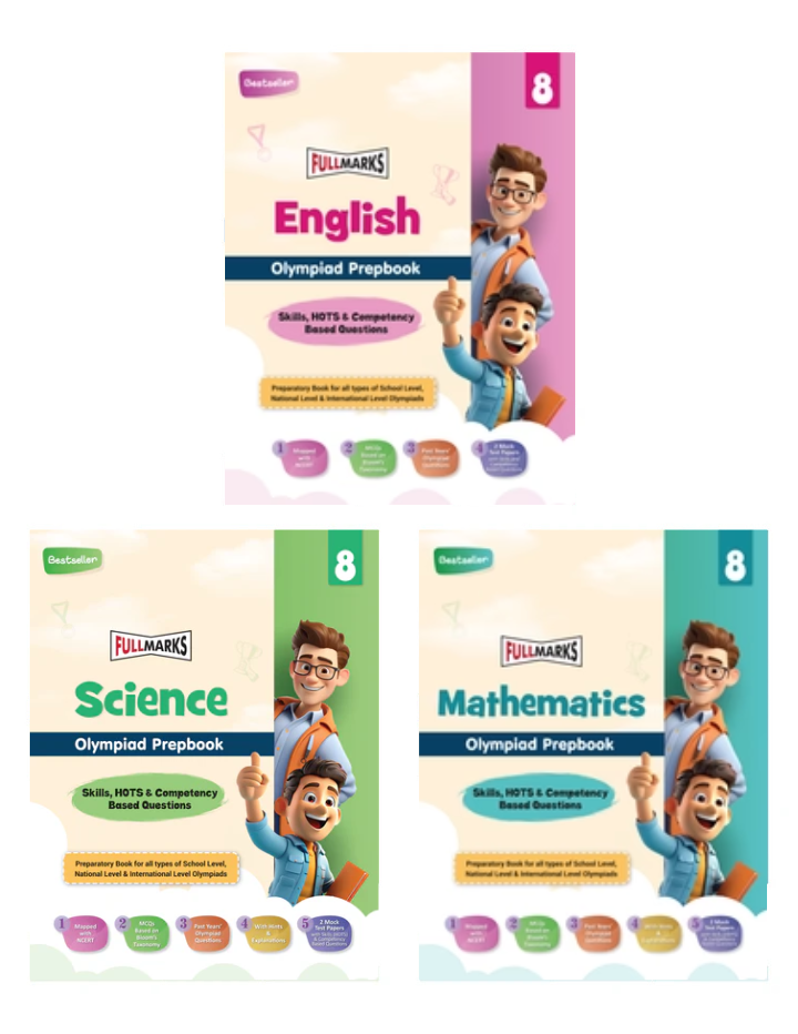 Olympiad Combo (Math, English & Science) Books for Class 8