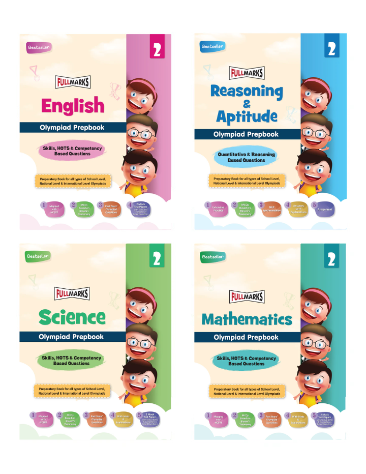 Olympiad Combo (Math, English, Science & Reasoning) Books for Class 2