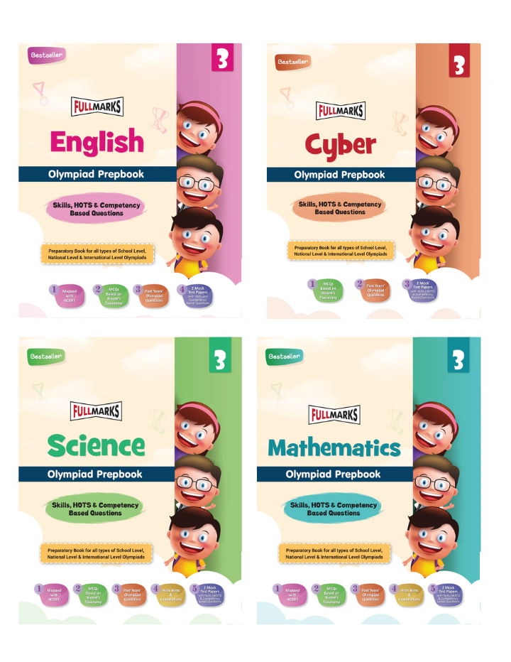 Olympiad Combo (Math, English, Cyber & Science) Books for Class 3