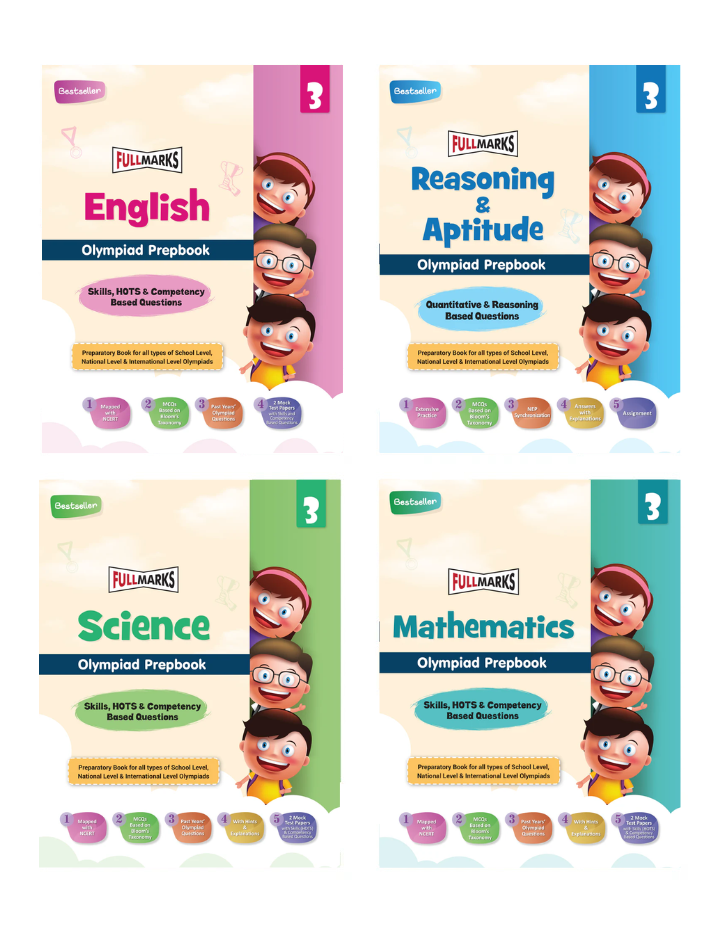 Olympiad Combo (Math, English, Science & Reasoning) Books for Class 3