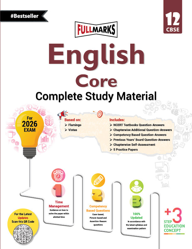 Full Marks English Core Complete Study Material Class 12 | Based on Flamingo, Vistas | Includes Chapterwise Summary, Solved Q/A, Practice Papers and More