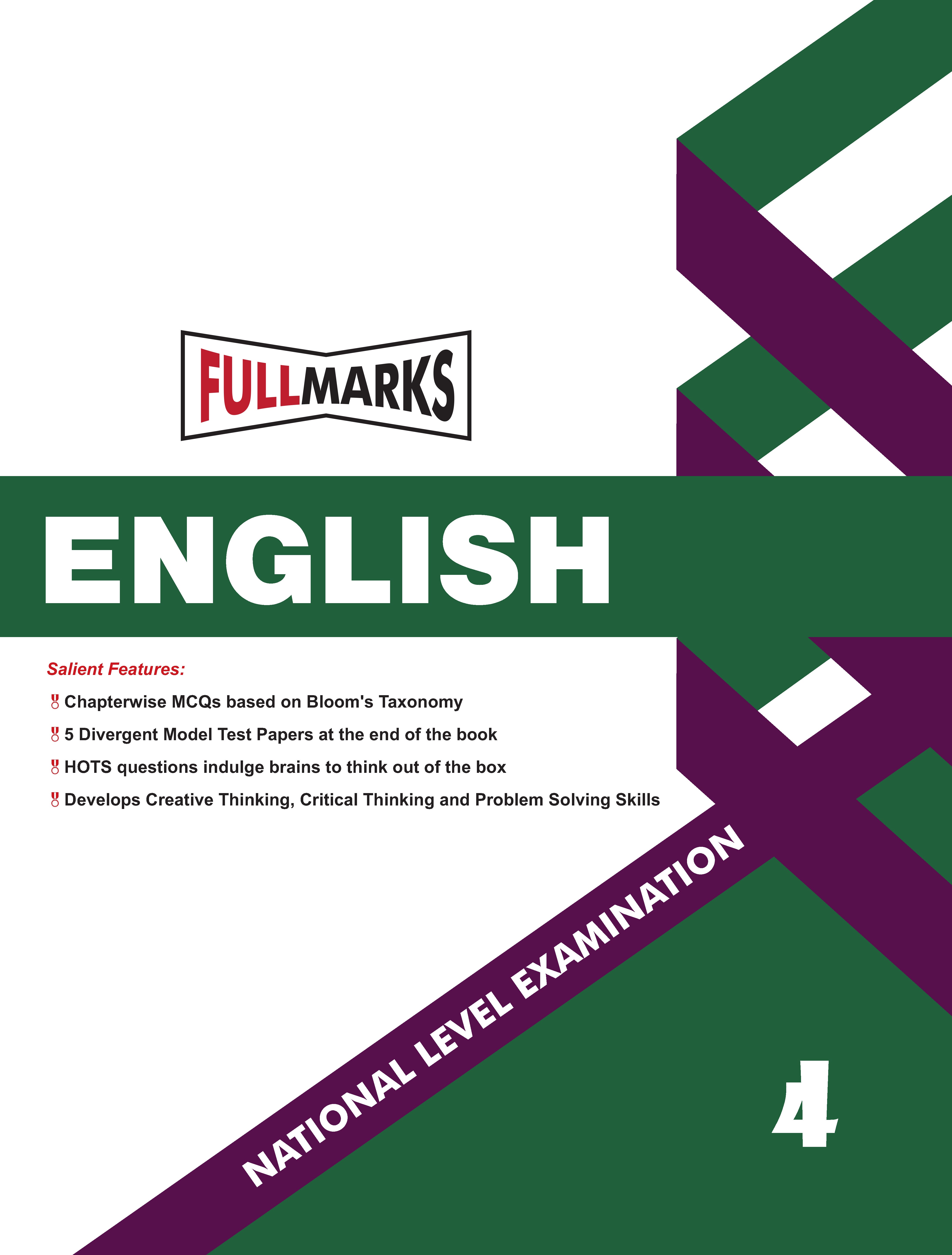 Full Marks English NLE Olympiad Prep Book for Class 4: Aligned with Bloom's Taxonomy, NCERT Syllabus, HOTS, and Model Test Papers | Strengthens Problem-Solving Skills | Ideal for 2025 & 2026 Olympiads