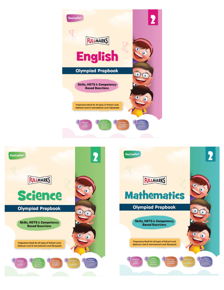 Olympiad Combo (Math, English & Science) Books for Class 2