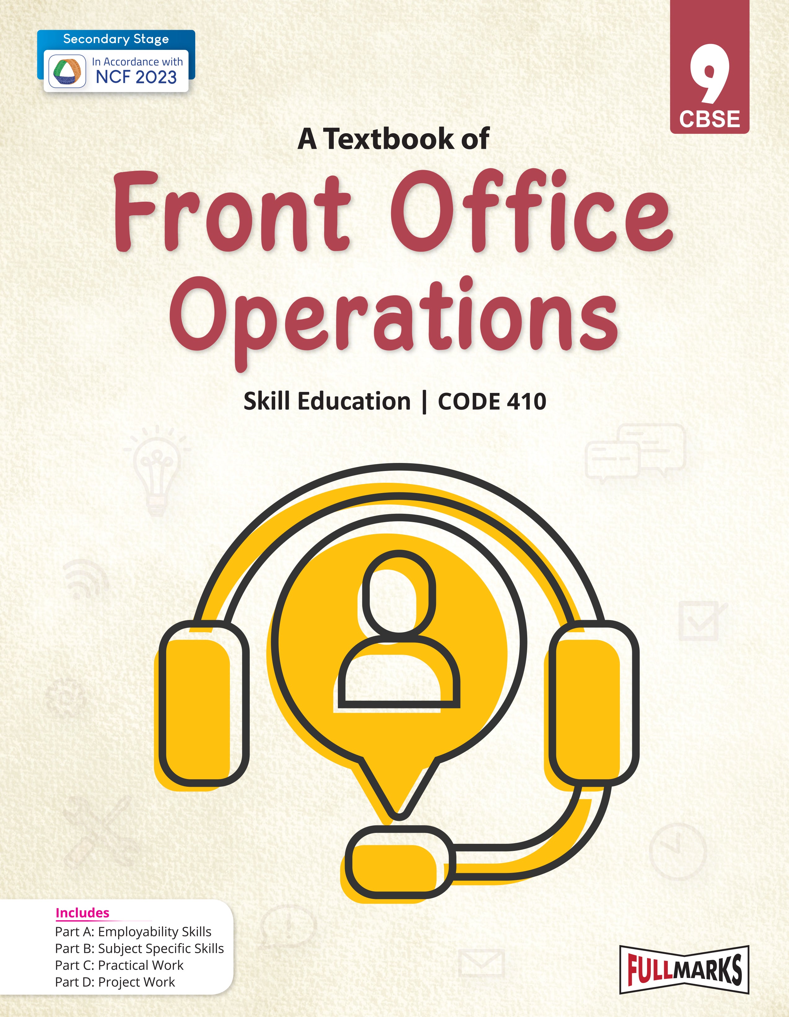 Full Marks Front Office Operation Skill Education Textbook for Class 9 | Subject Code 410