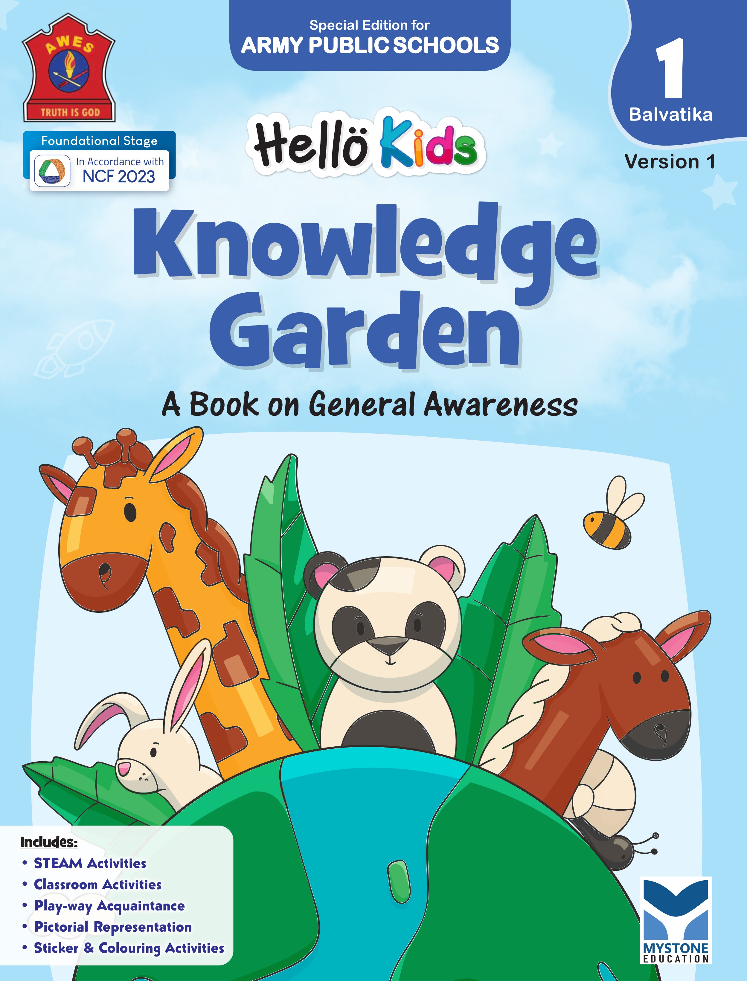 Mystone Education Hello Kids Knowledge Garden Textbook for Balvatika 1 (Nursery) | A Textbook on General Awareness | Special Edition for Army Public Schools